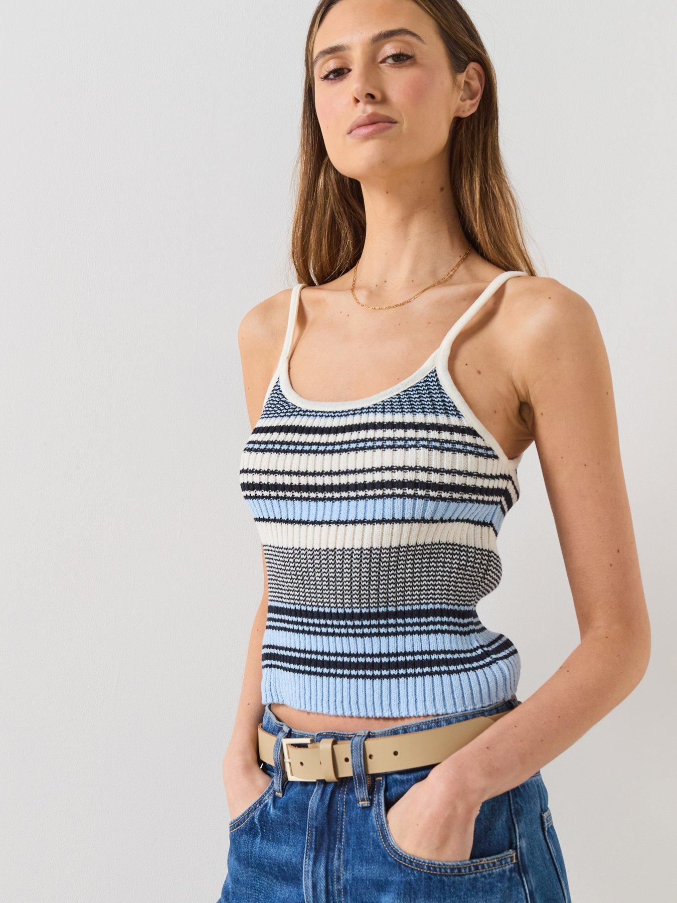 mango-striped-knitted-fitted-top-bluefront