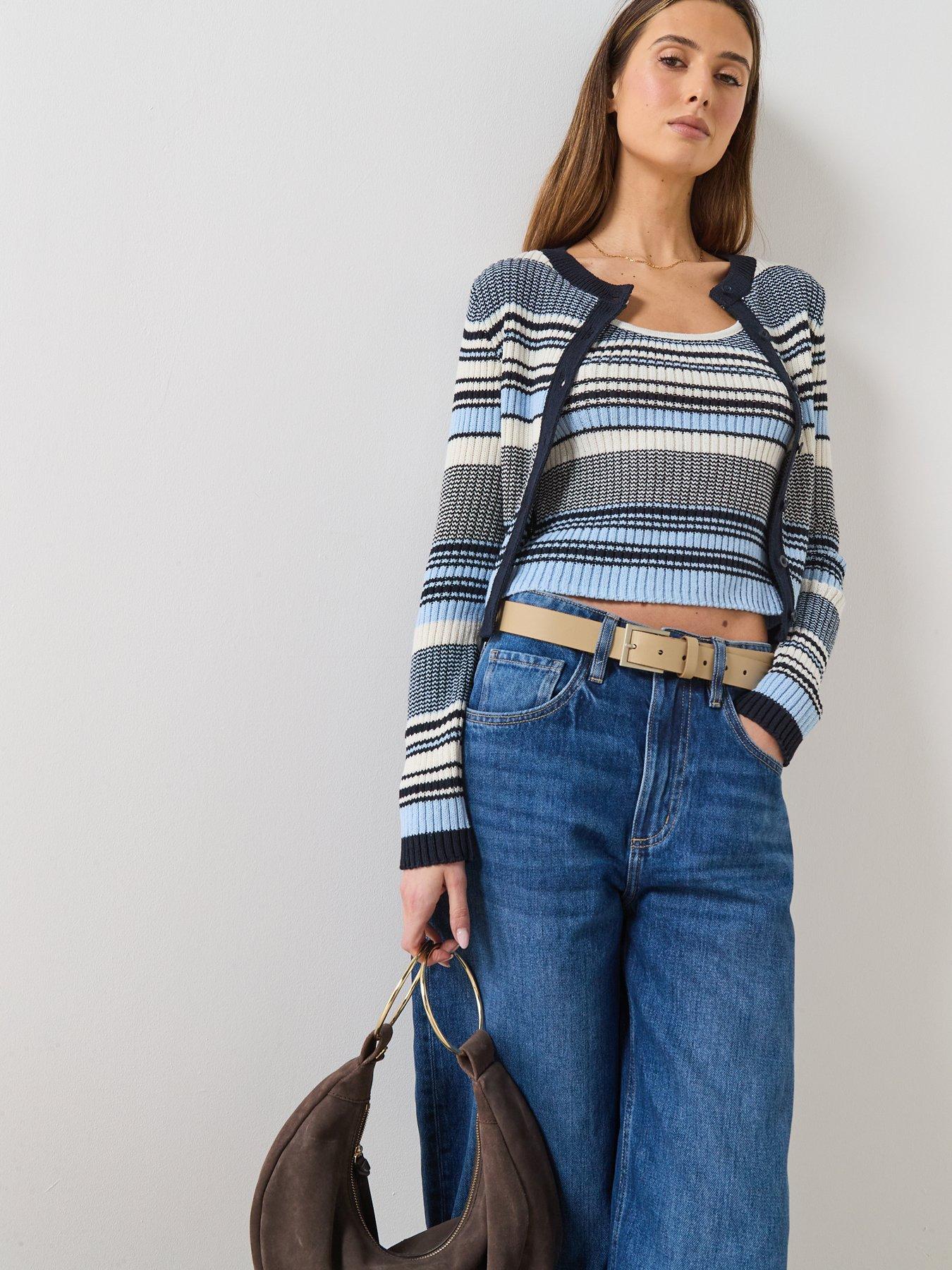 mango-striped-knitted-fitted-top-bluedetail