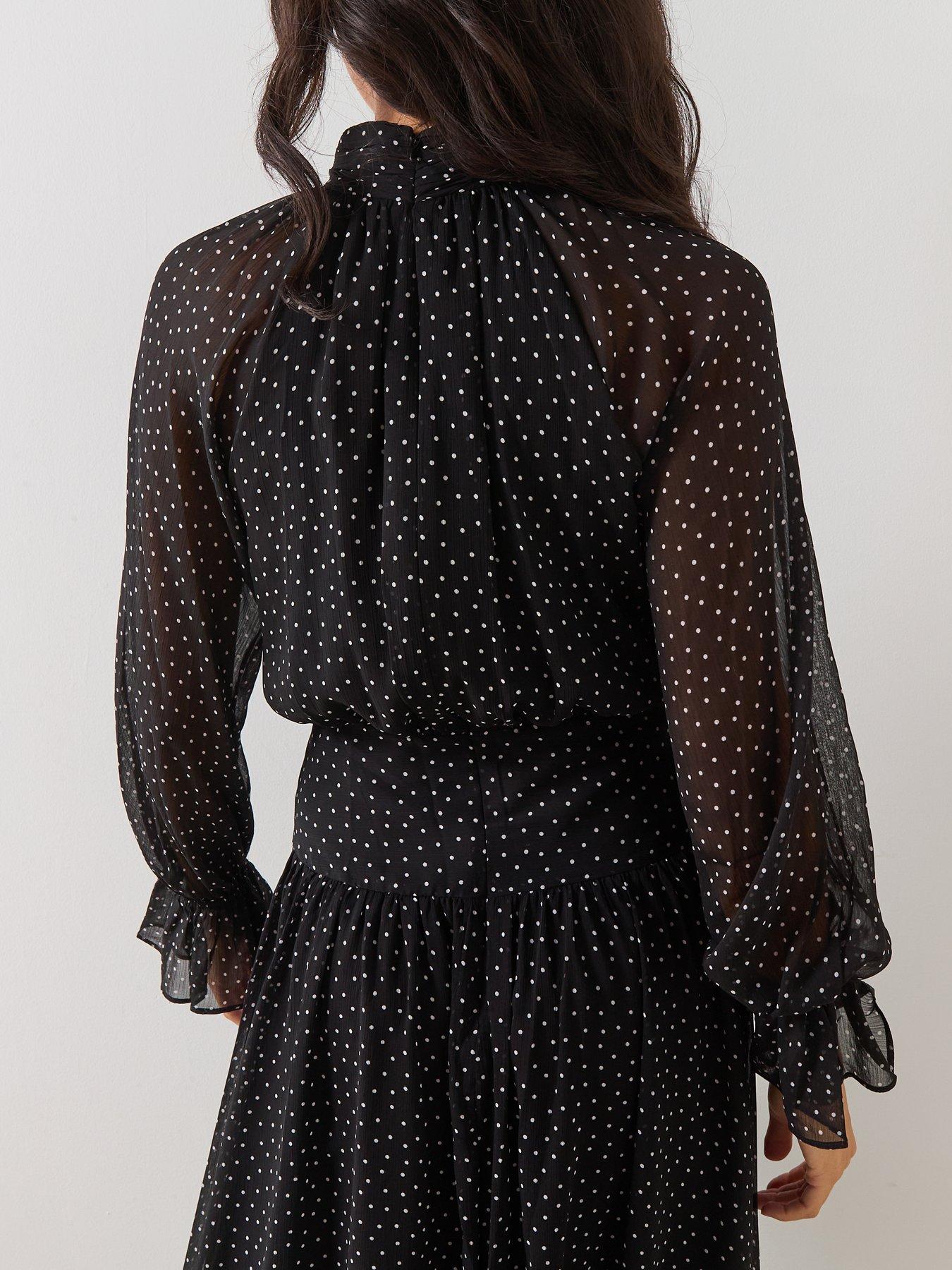 Image 6 of 6 of Mango Gathered Turtleneck Dress - Black
