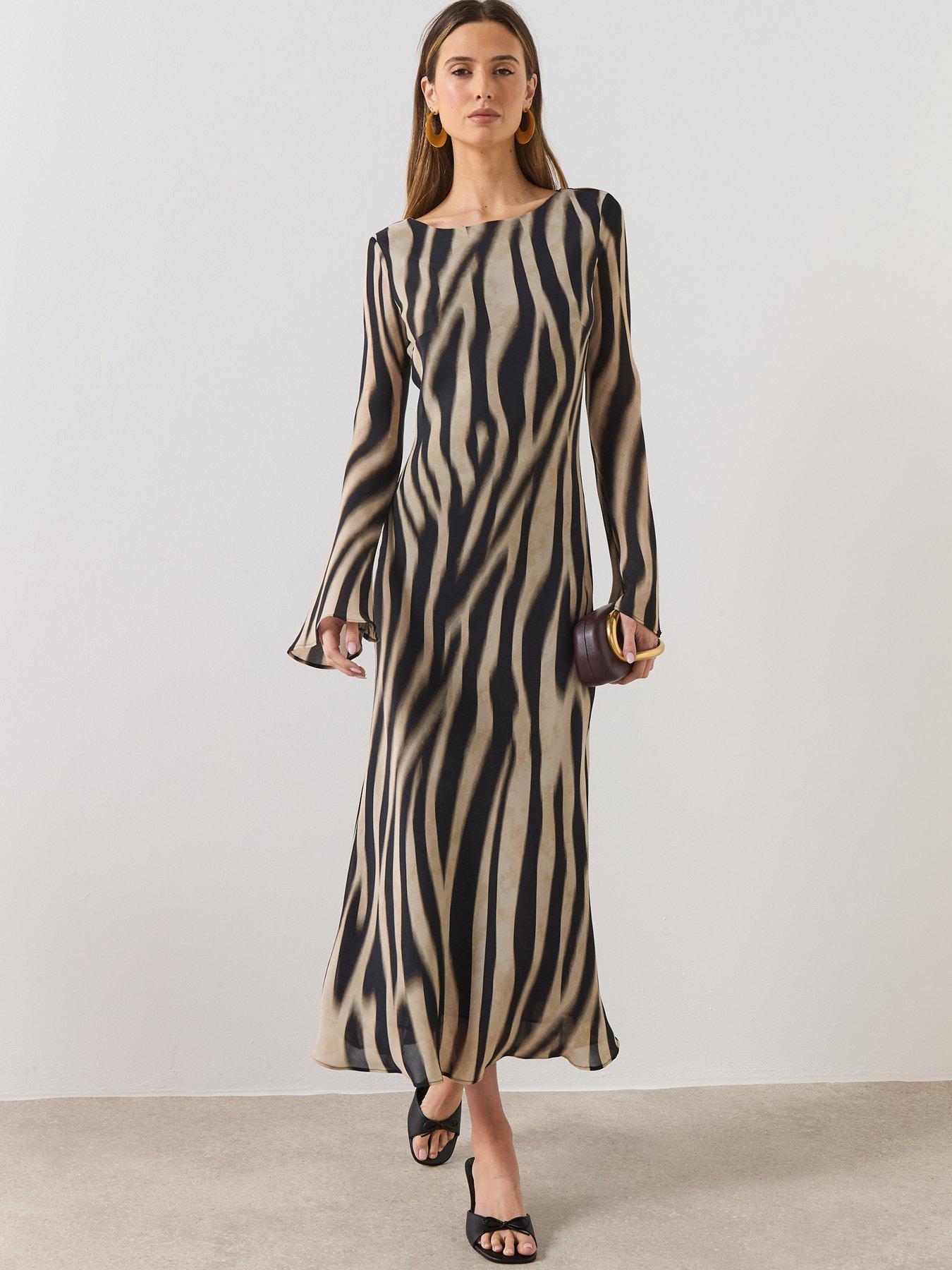 Mango A-line Animal-Print Dress - Black