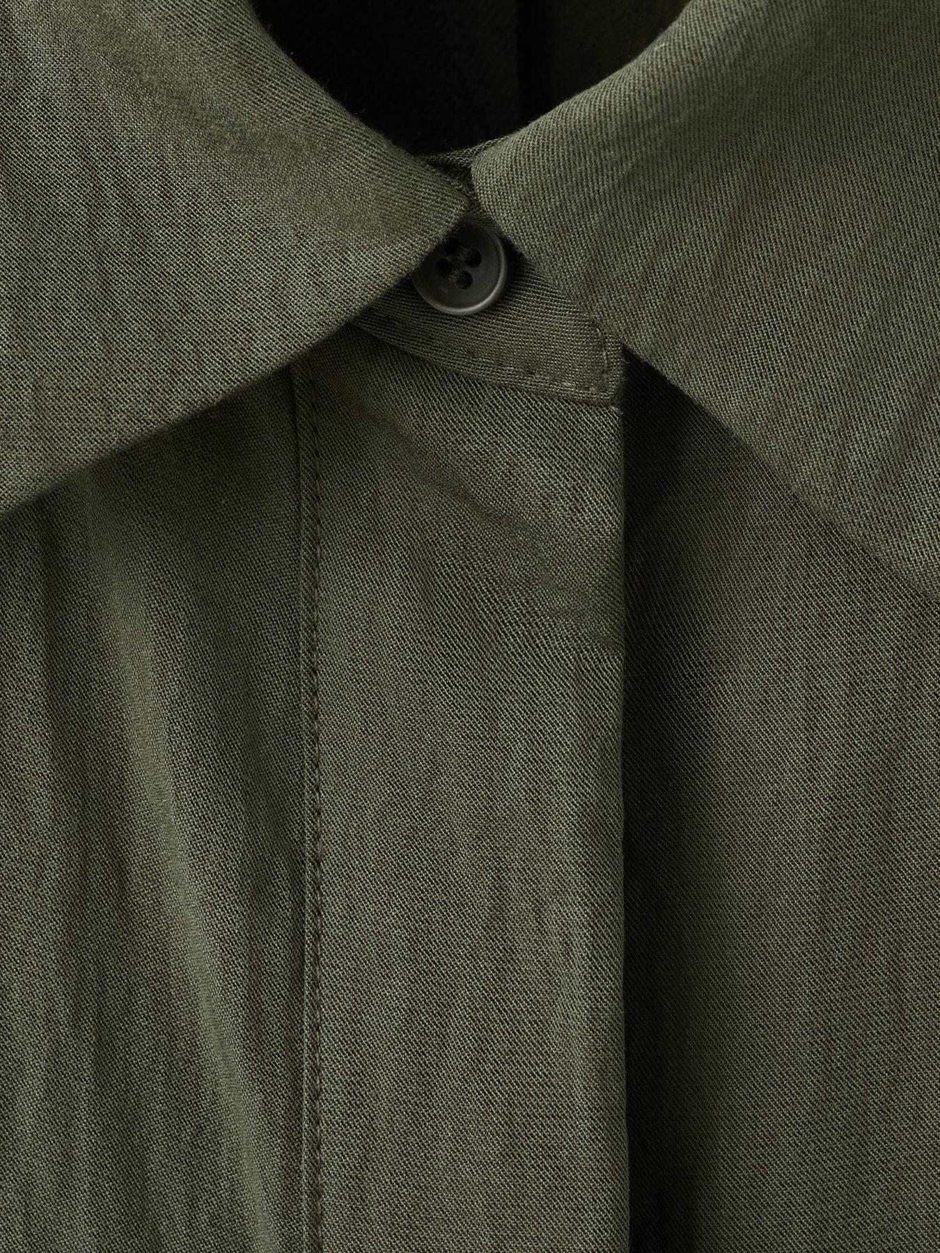 Image 7 of 7 of Mango Lyocell Shirt Dress - Khaki
