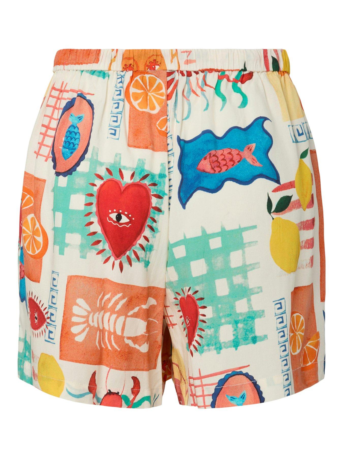 PIECES Pcklarisa Print Shorts - White