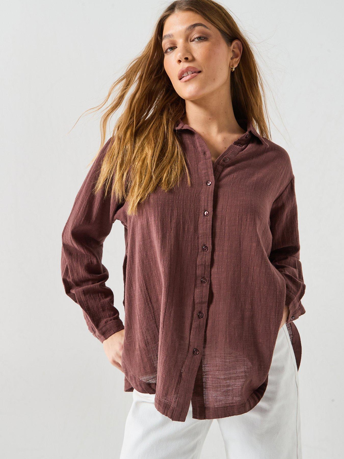 PIECES Pcagnes Ls Oversized Shirt Wvn Bc