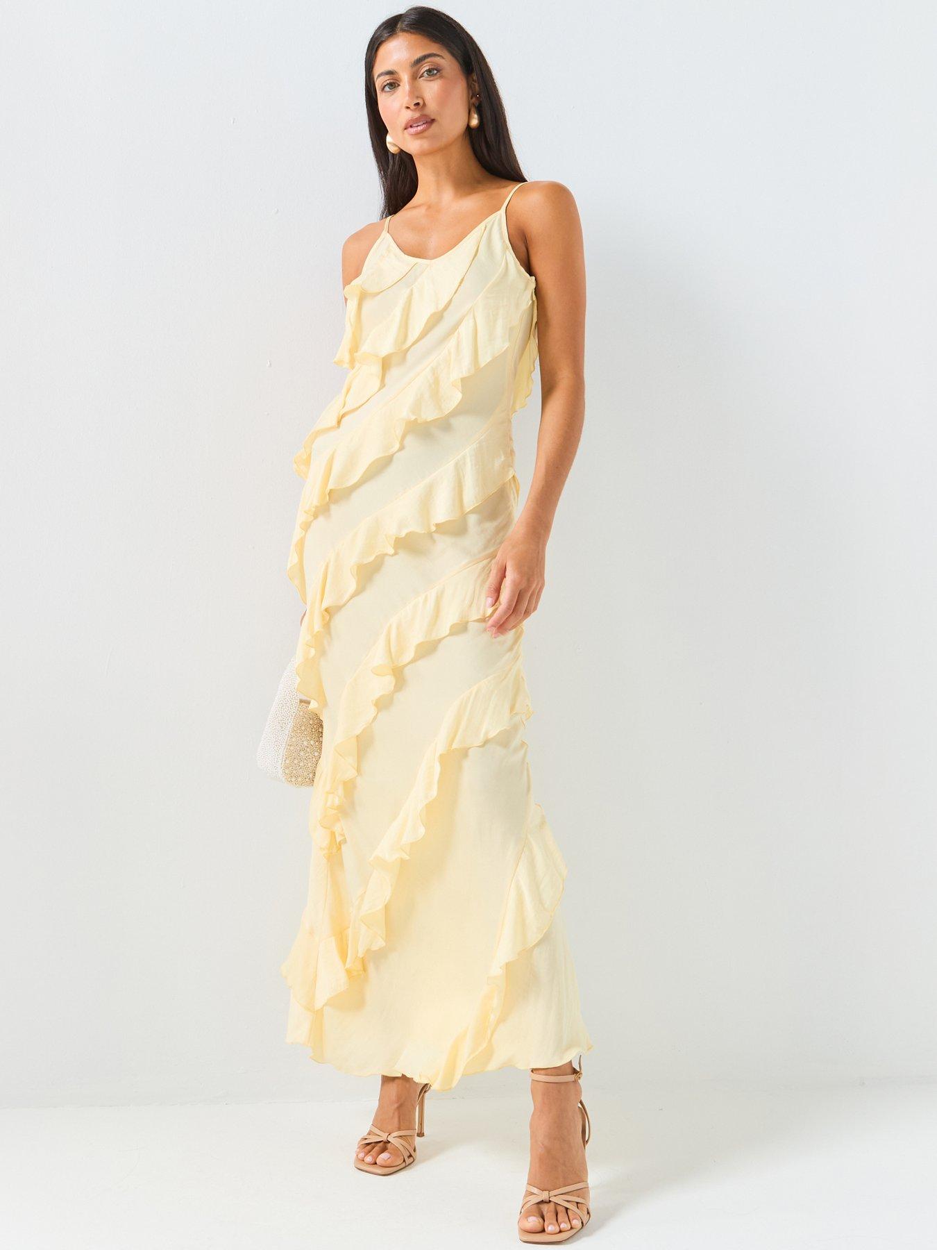 Image 1 of 6 of Vero Moda Ruffle Maxi Dress - Yellow