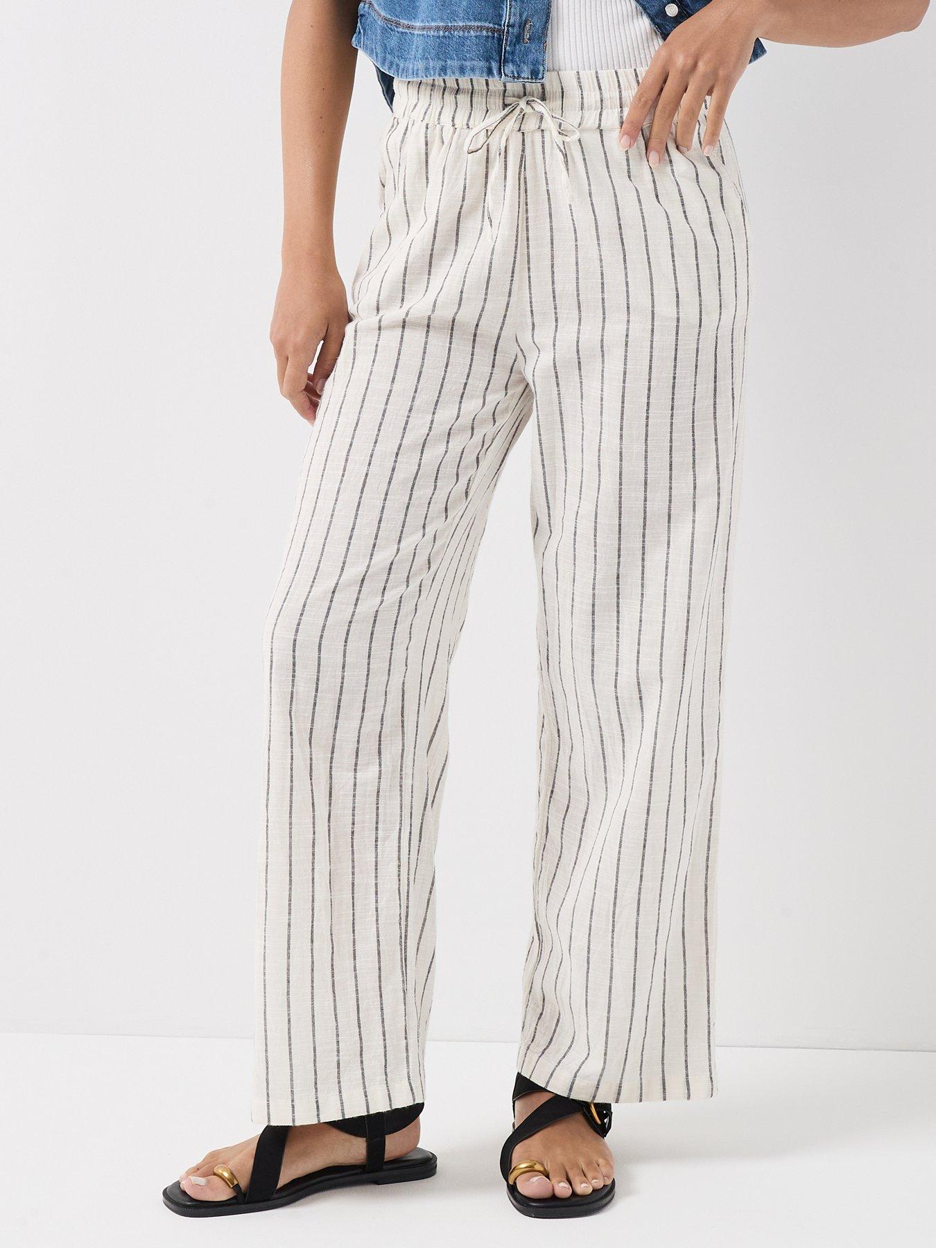 only-onltizana-stripe-loose-pants-grey