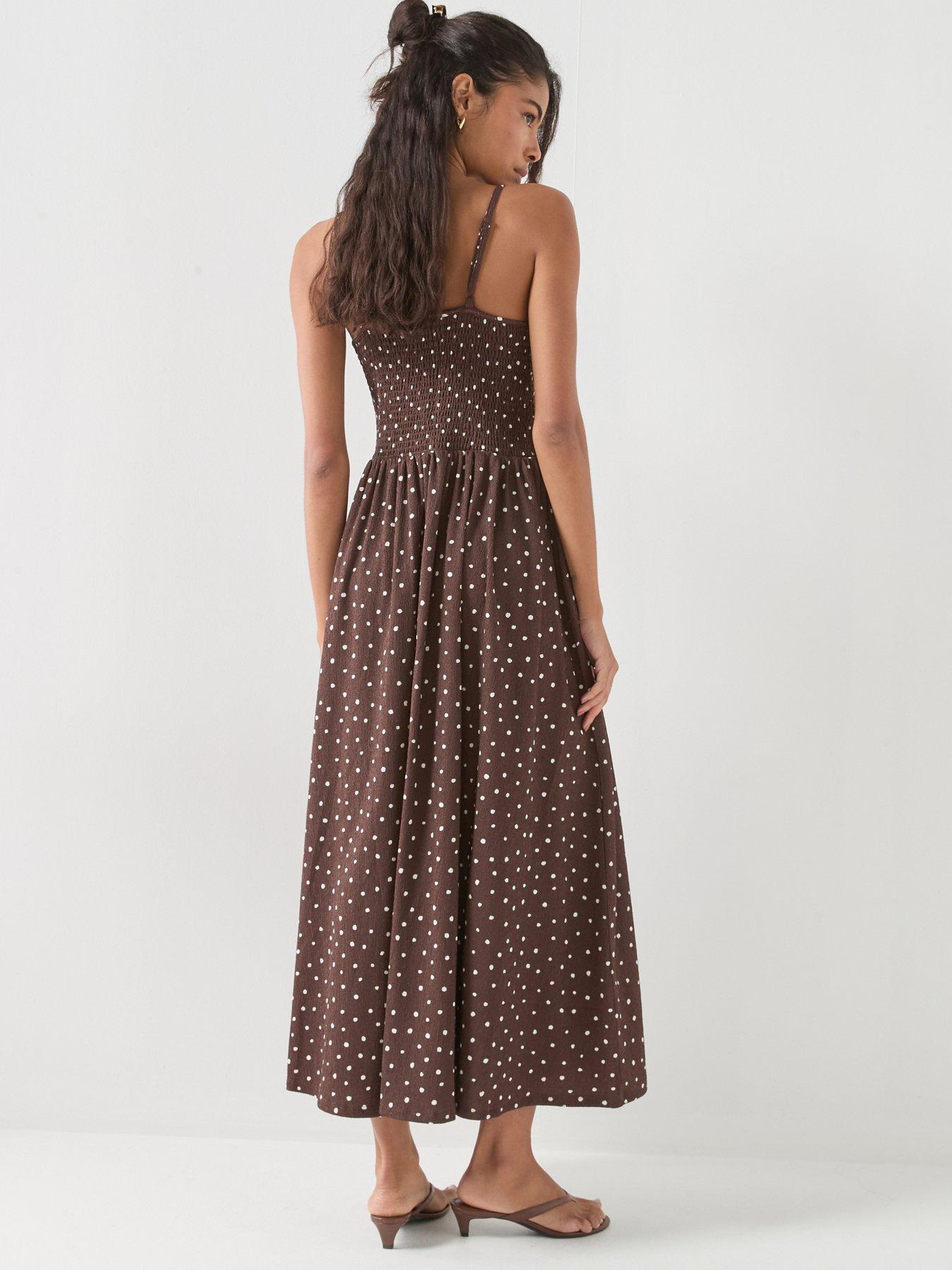only-onlmolly-polka-dot-long-dress-brownstillFront