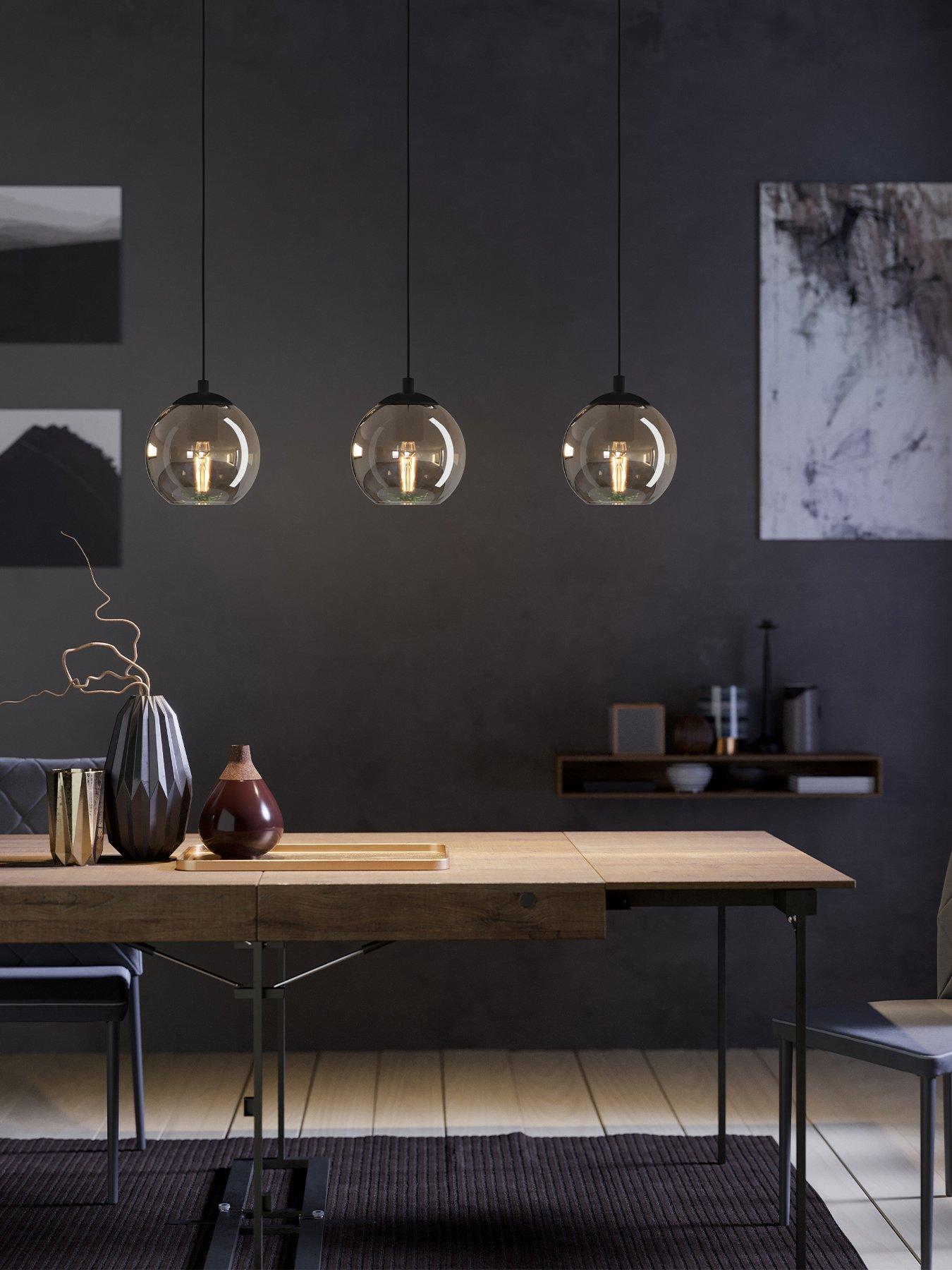 Image 1 of 4 of Eglo Eglo Ariscani Smoked Black Glass 3-light Pendant