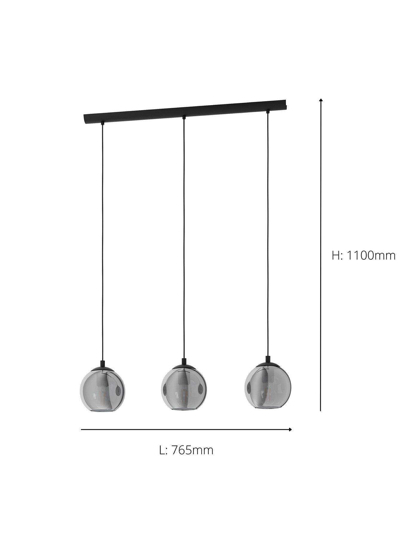 Image 4 of 4 of Eglo Eglo Ariscani Smoked Black Glass 3-light Pendant