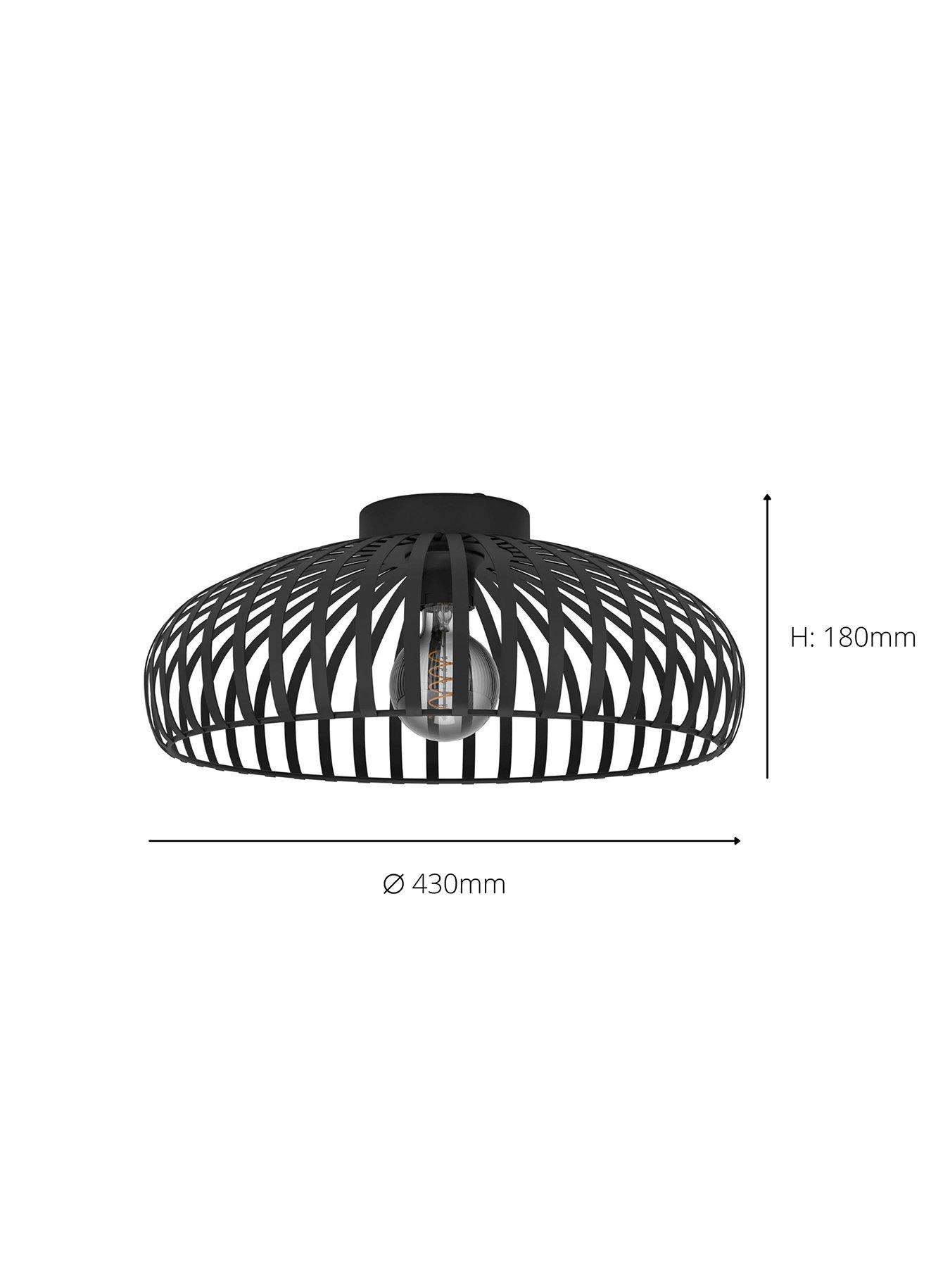 Image 4 of 4 of Eglo Mogano 3 Wireframe Black Flush Ceiling Light: 43 Cm