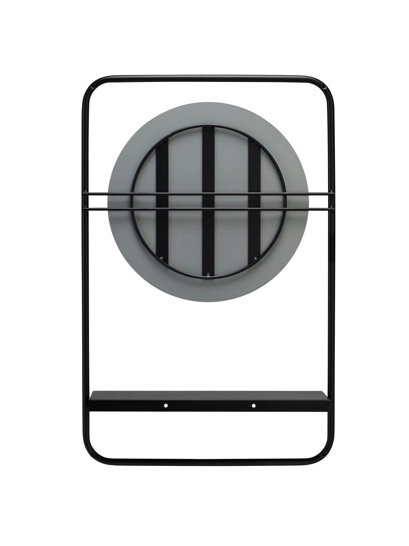 croydex-furzton-round-mirror-matt-black-with-shelfoutfit