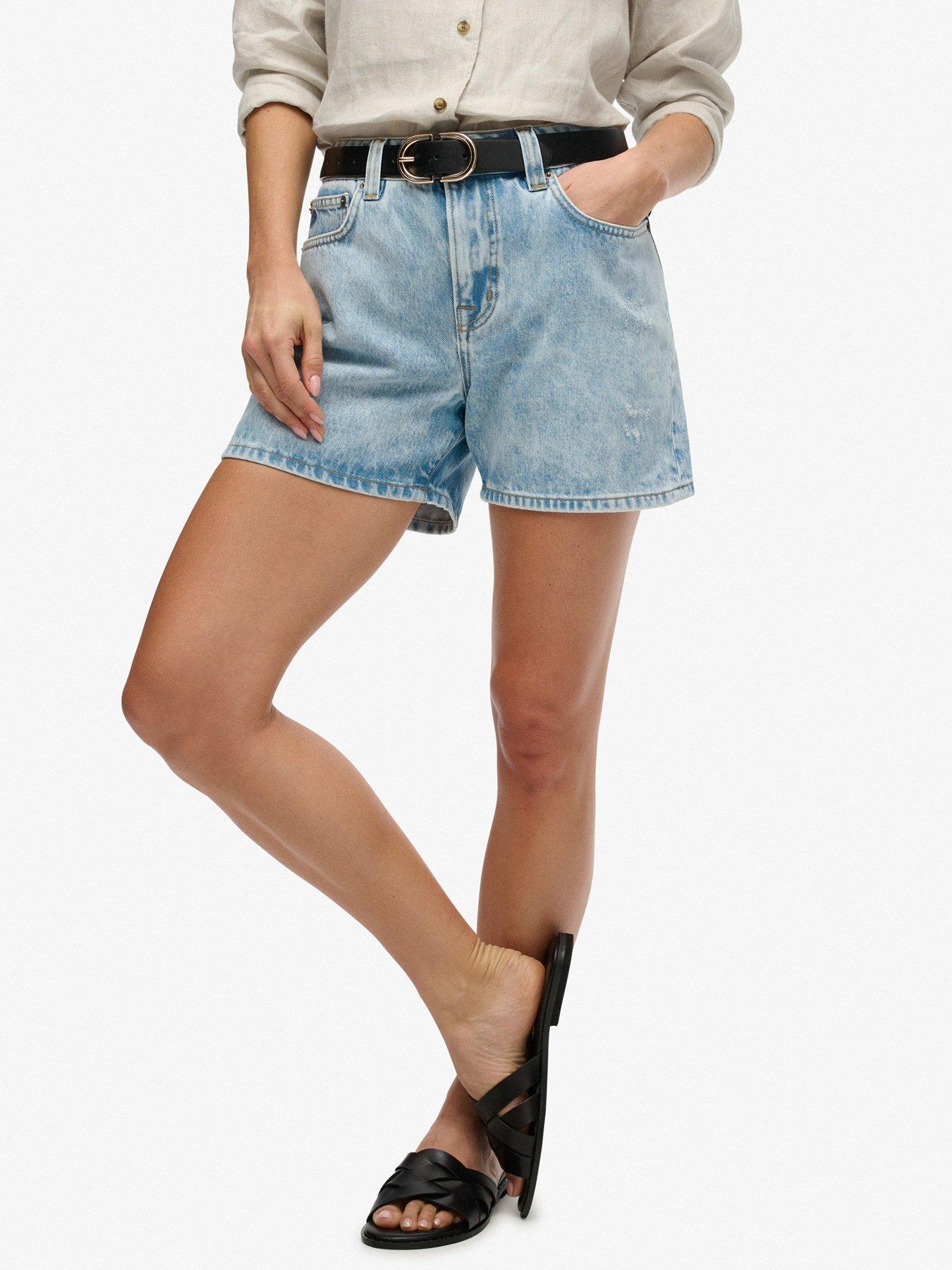Image 1 of 7 of Superdry Mid Rise Denim Short - Blue