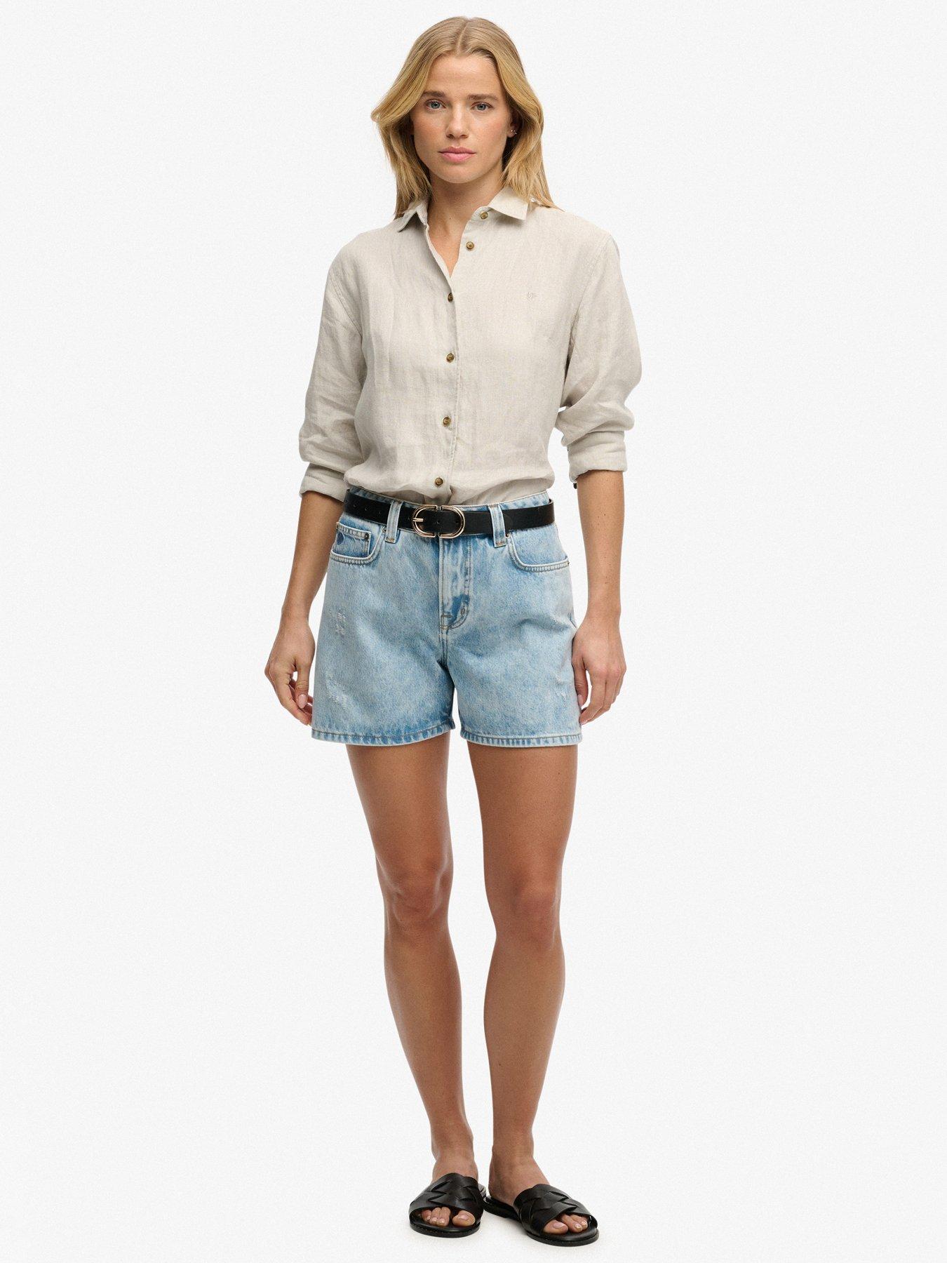 Image 4 of 7 of Superdry Mid Rise Denim Short - Blue