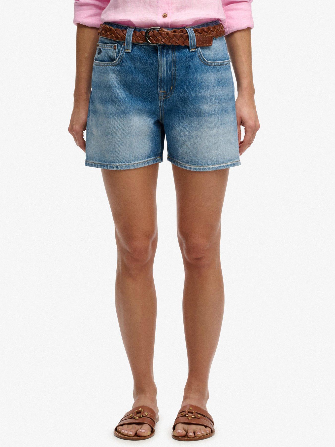 Image 1 of 7 of Superdry Mid Rise Denim Short - Blue