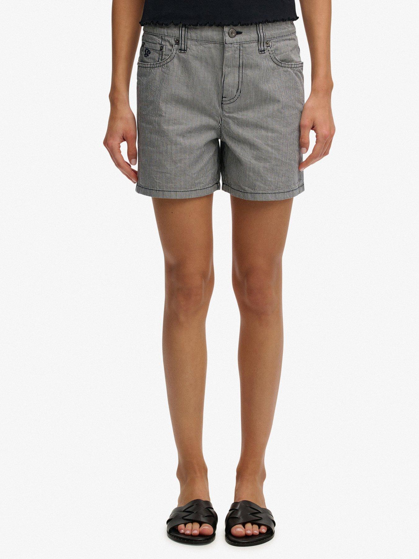 Image 1 of 7 of Superdry Mid Rise Stripe Short - Blue