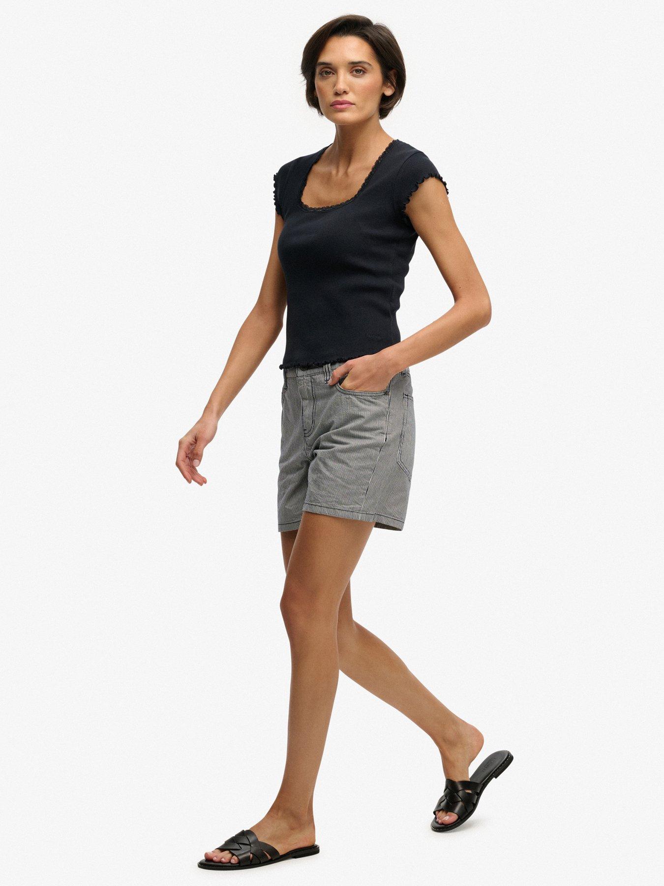 Image 5 of 7 of Superdry Mid Rise Stripe Short - Blue