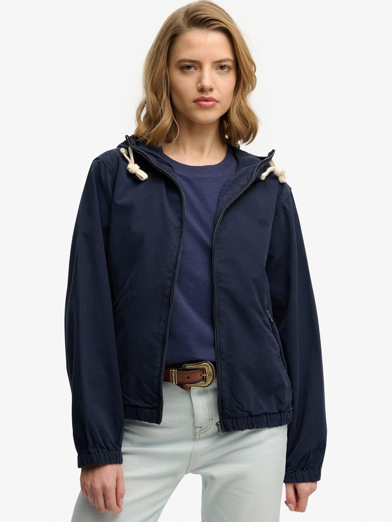 Image 1 of 7 of Superdry Hooded Washed Twill Jacket - Blue