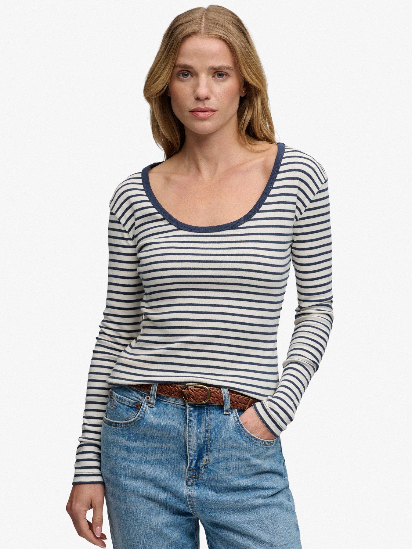 Image 1 of 6 of Superdry Ath Ess Striped Ls Top