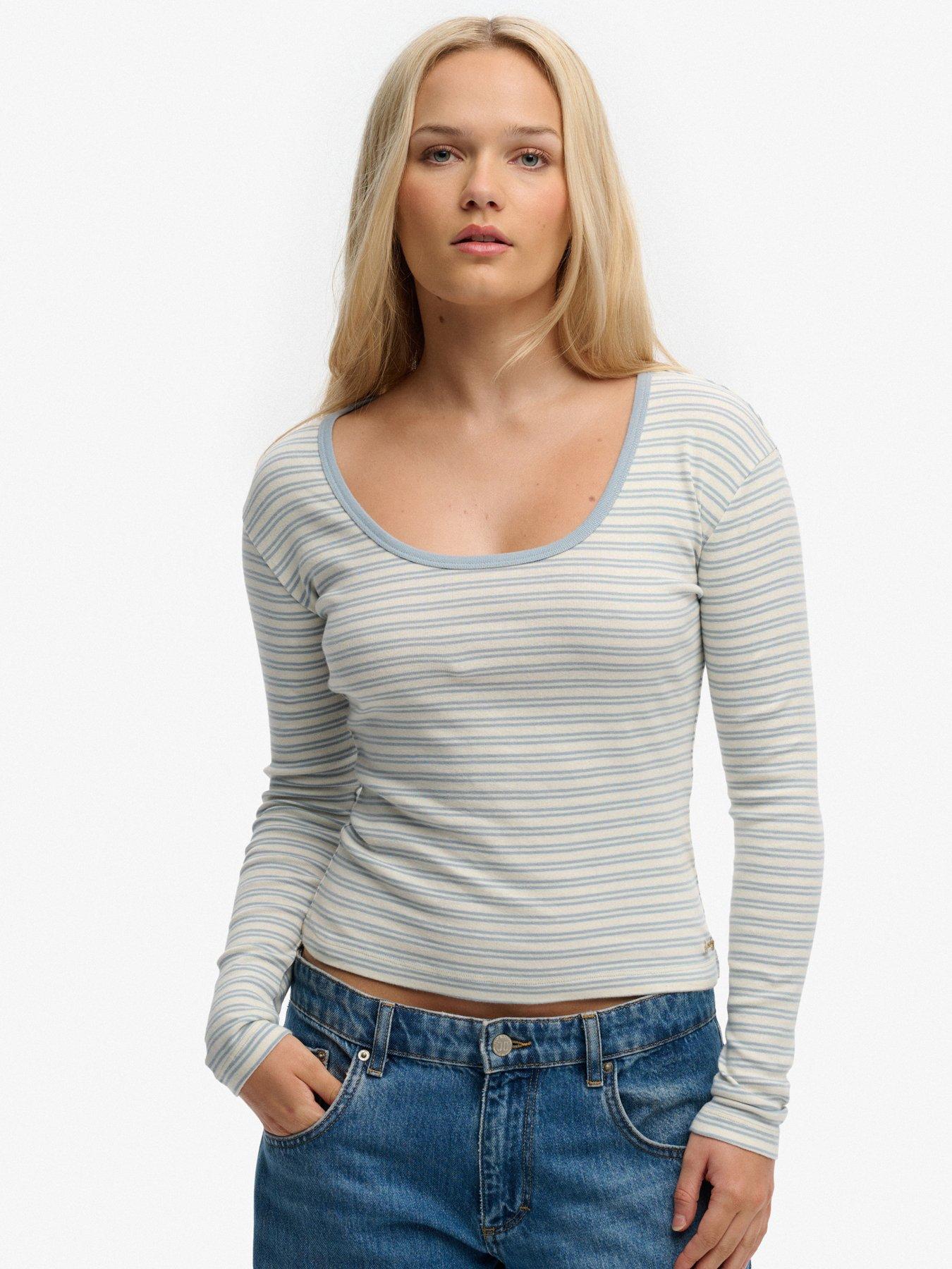 Image 1 of 4 of Superdry Ath Ess Striped Ls Top