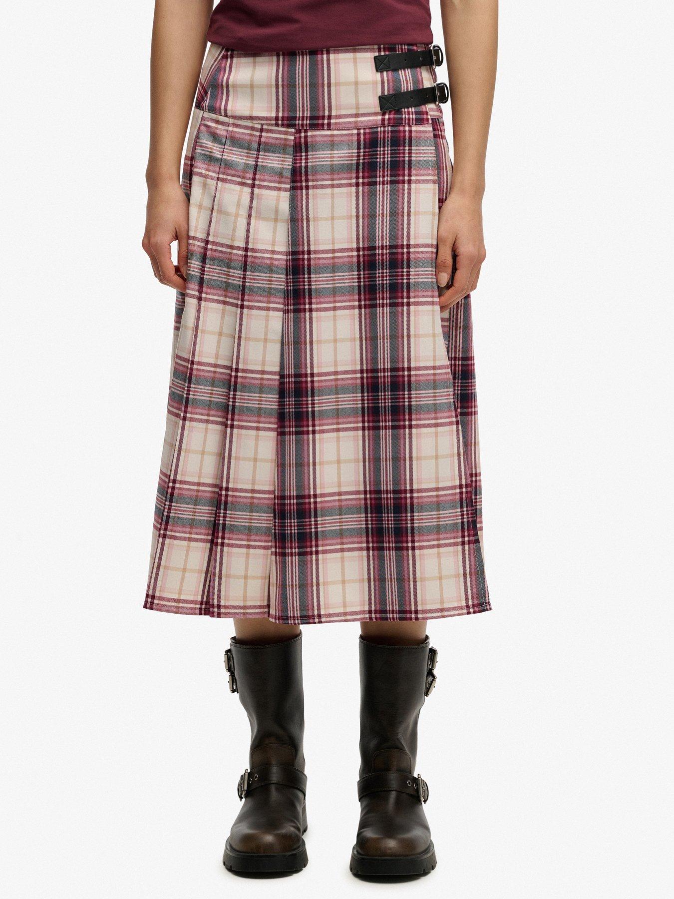 Superdry Check Pleated Midi Skirt