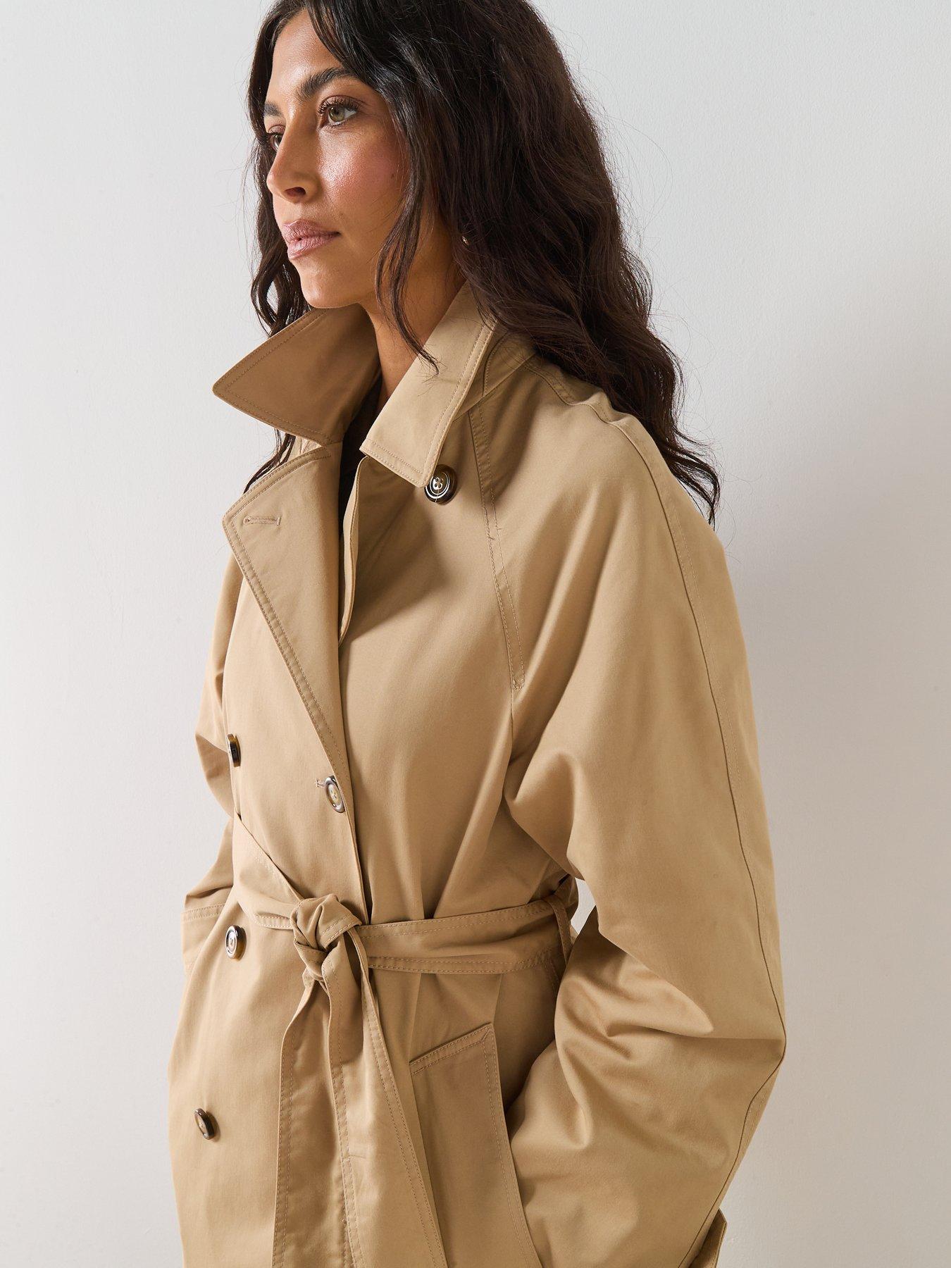 Image 4 of 6 of Mango Long Double-breasted Trench Coat - Beige