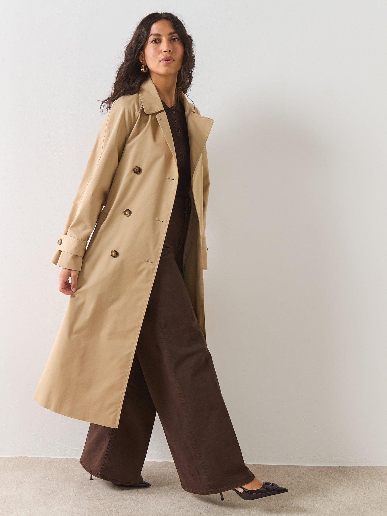 Image 5 of 6 of Mango Long Double-breasted Trench Coat - Beige