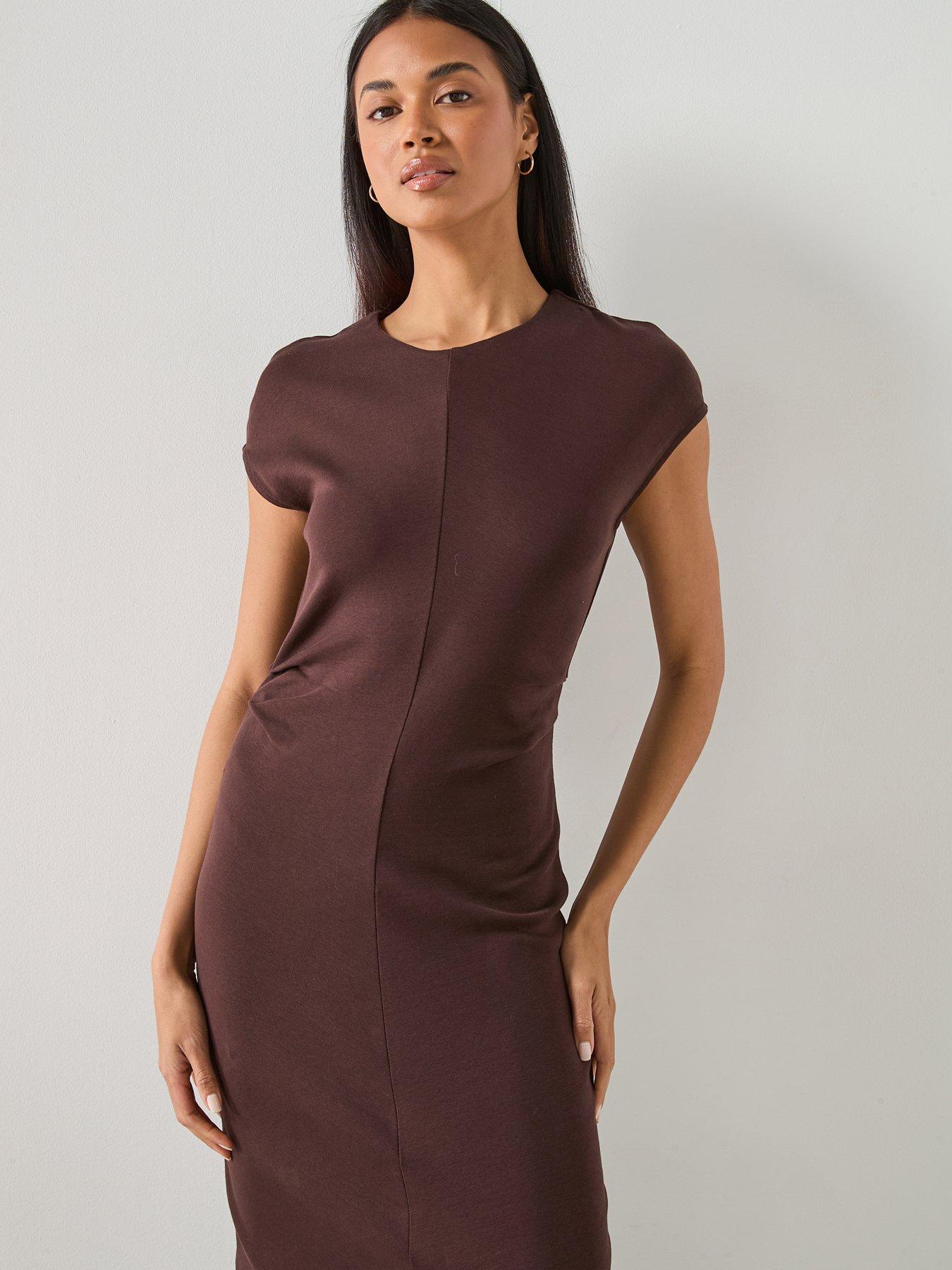mango-midi-dress-with-draped-detail-brownback