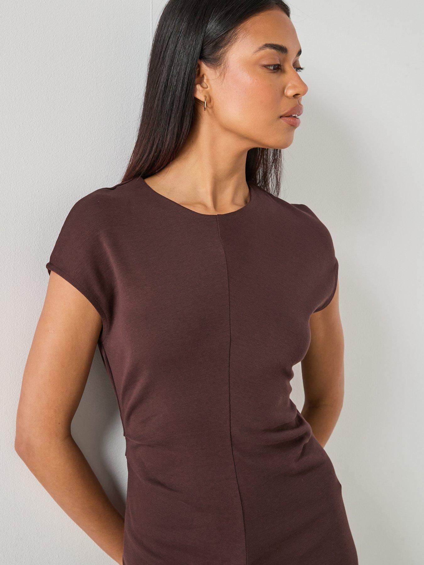 mango-midi-dress-with-draped-detail-brownoutfit