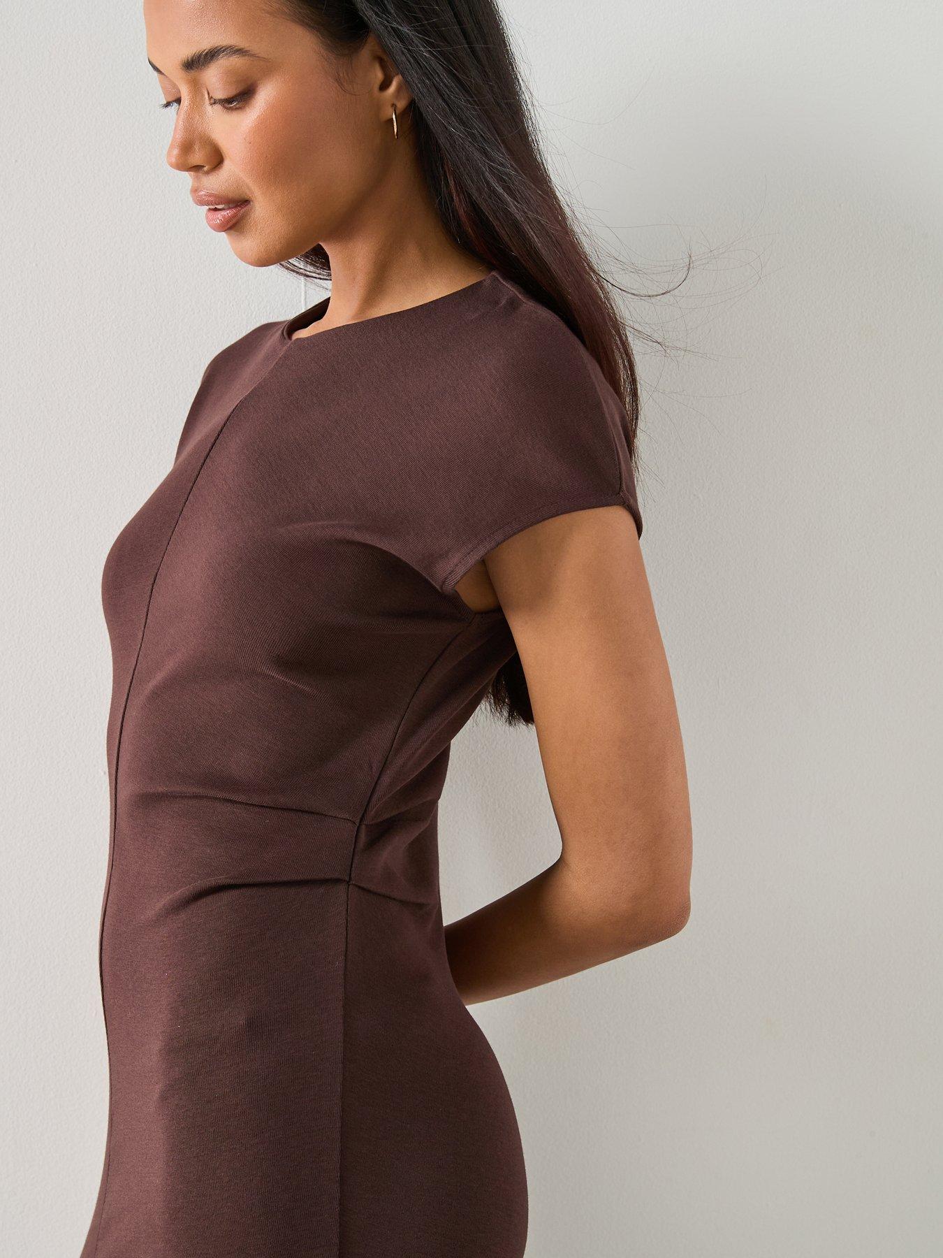 mango-midi-dress-with-draped-detail-browndetail