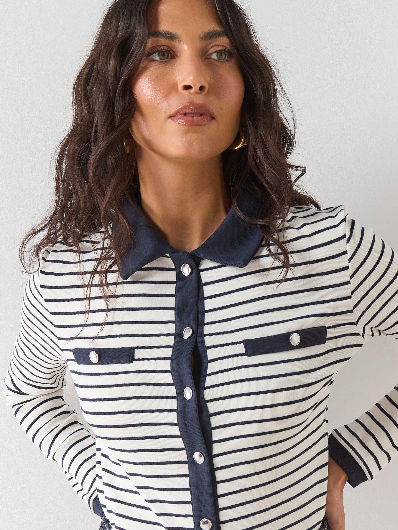 mango-striped-cardigan-with-jewel-buttons-blueoutfit