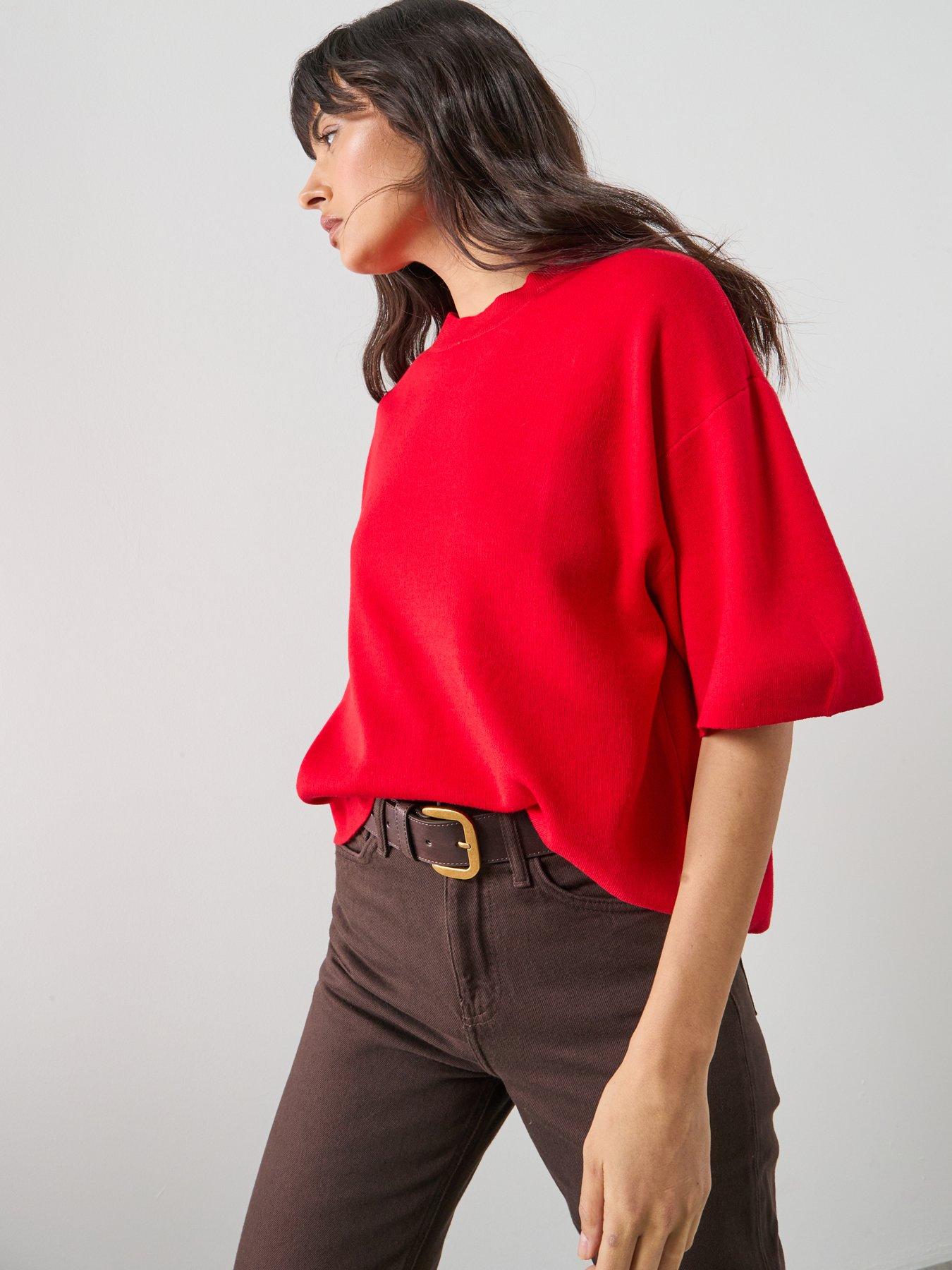 mango-oversize-short-sleeve-sweater-reddetail
