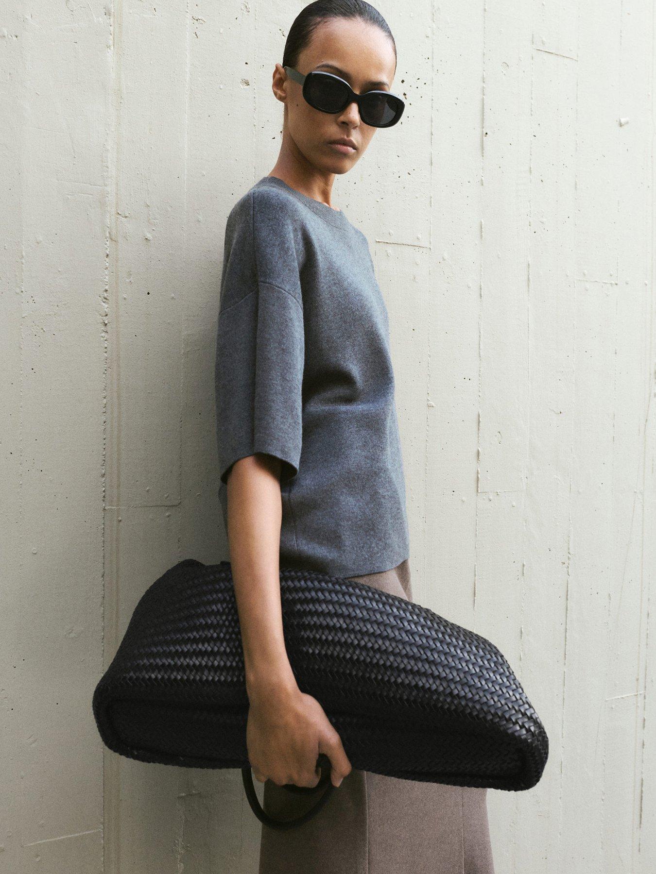 Image 3 of 6 of Mango Oversize Short Sleeve Sweater - Grey