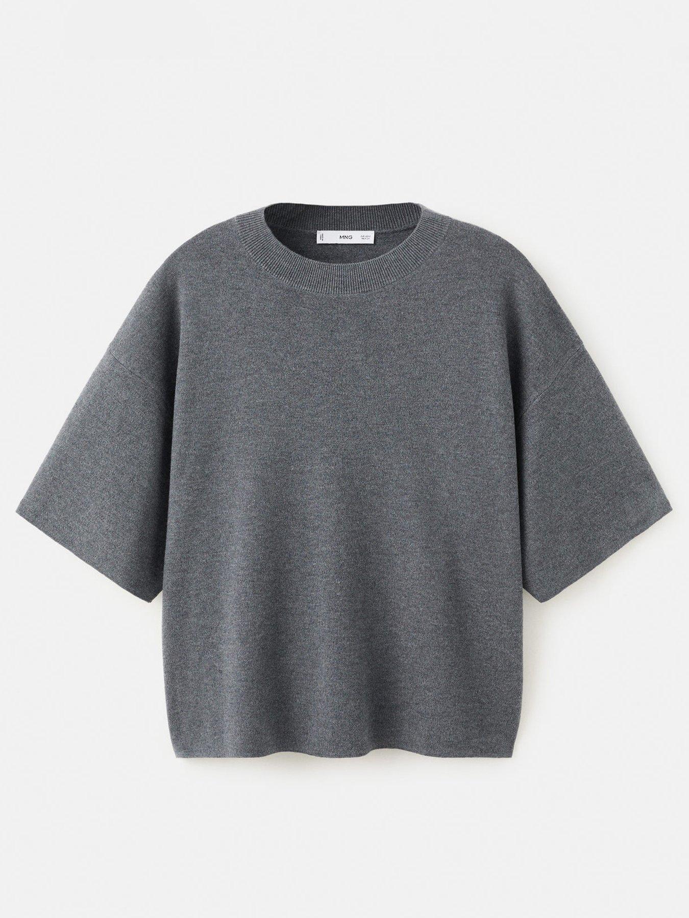 Image 6 of 6 of Mango Oversize Short Sleeve Sweater - Grey