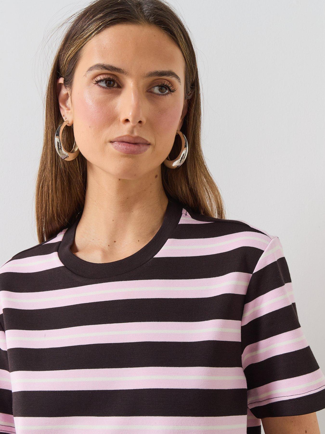 Image 6 of 6 of Mango Striped Short-sleeved T-shirt - Brown