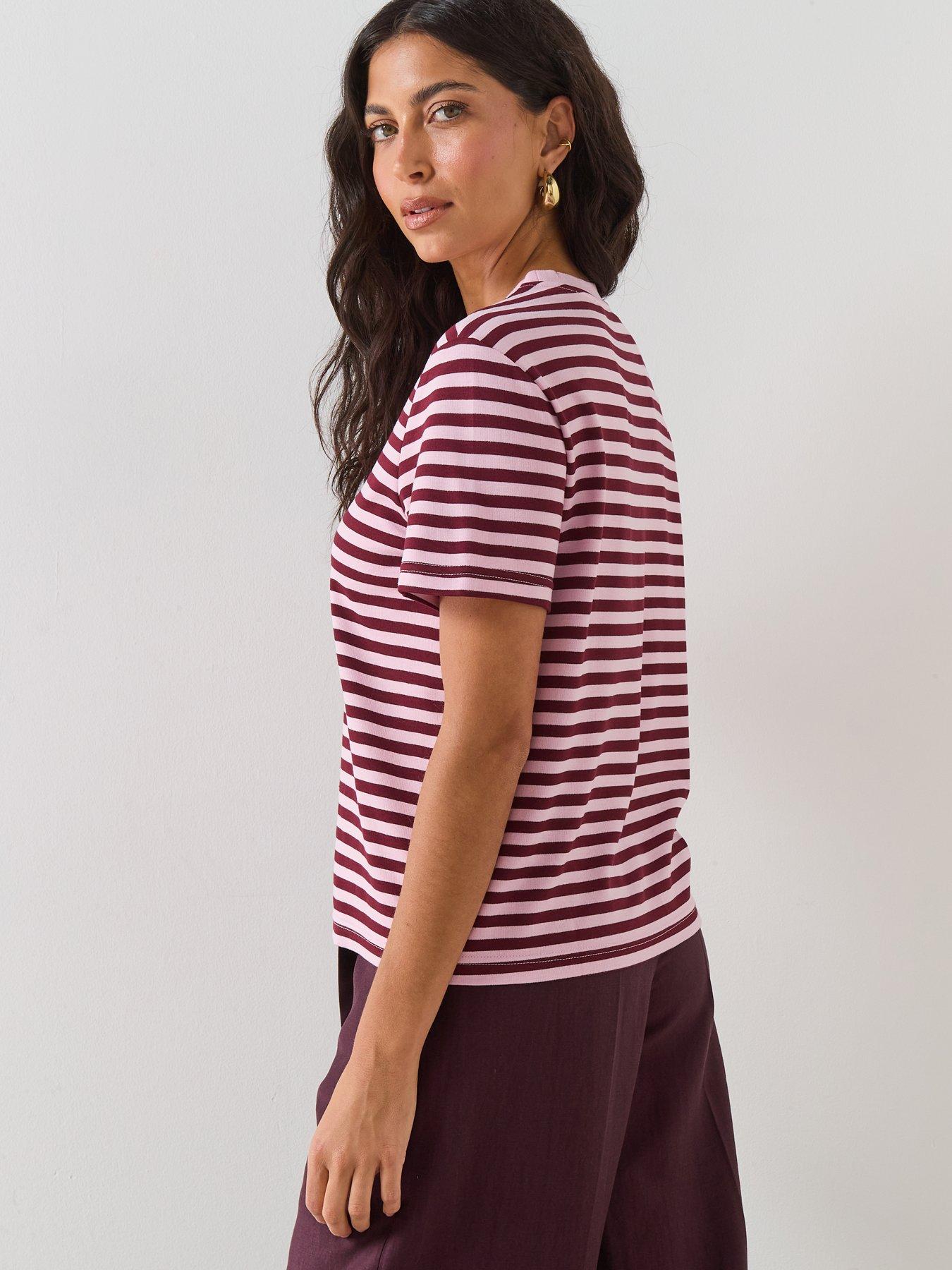 mango-striped-short-sleeved-t-shirt-pinkstillFront