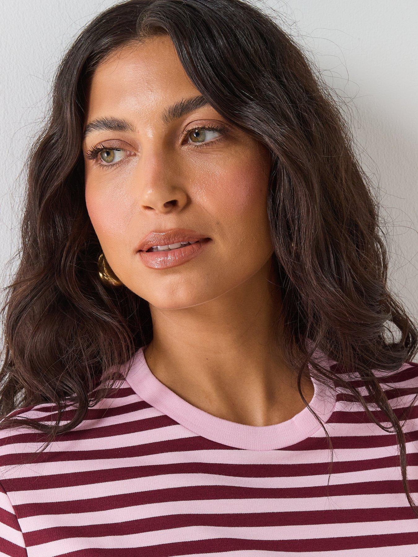 mango-striped-short-sleeved-t-shirt-pinkoutfit