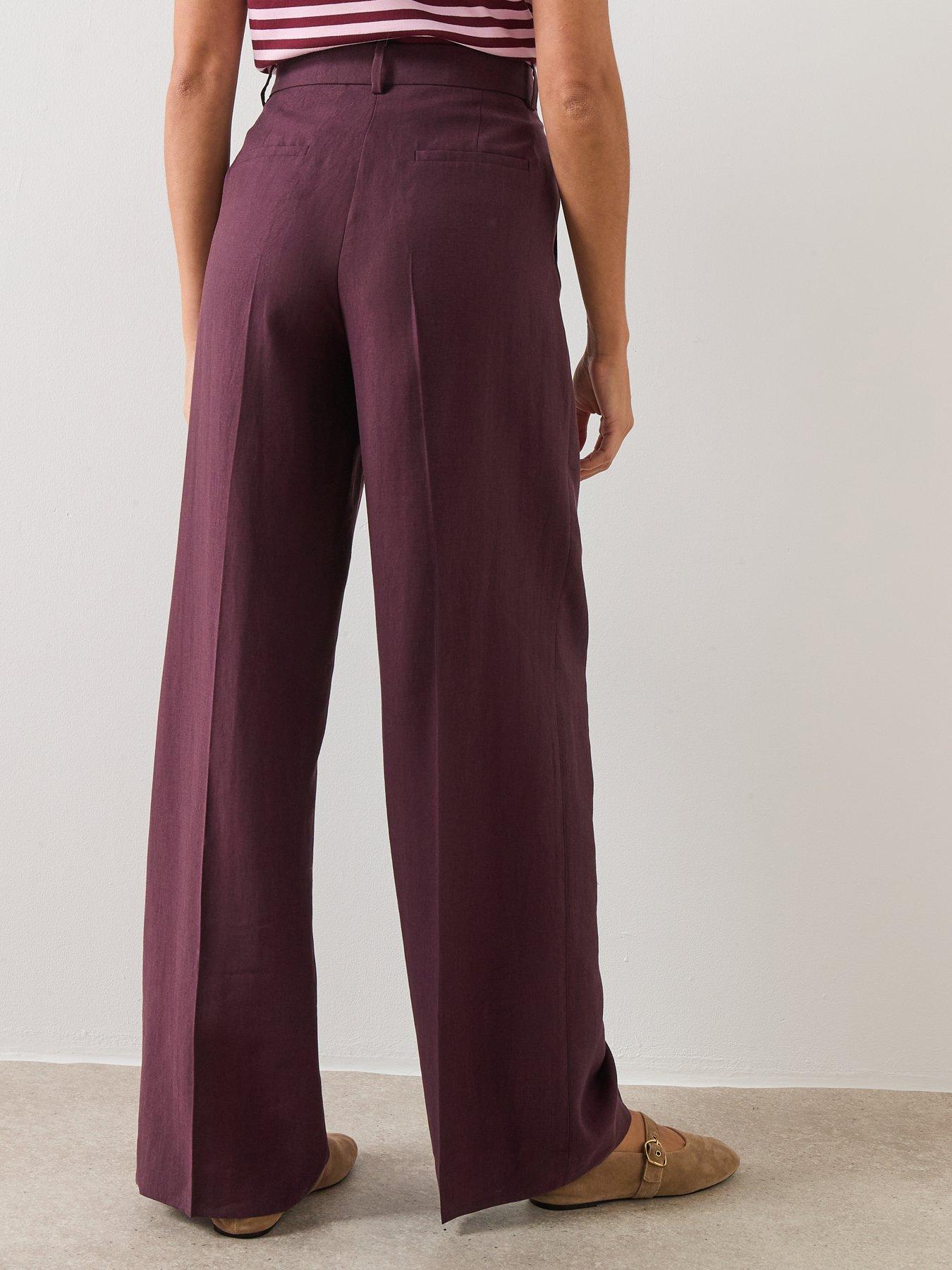 Image 2 of 6 of Mango Wide Leg Trousers - Purple