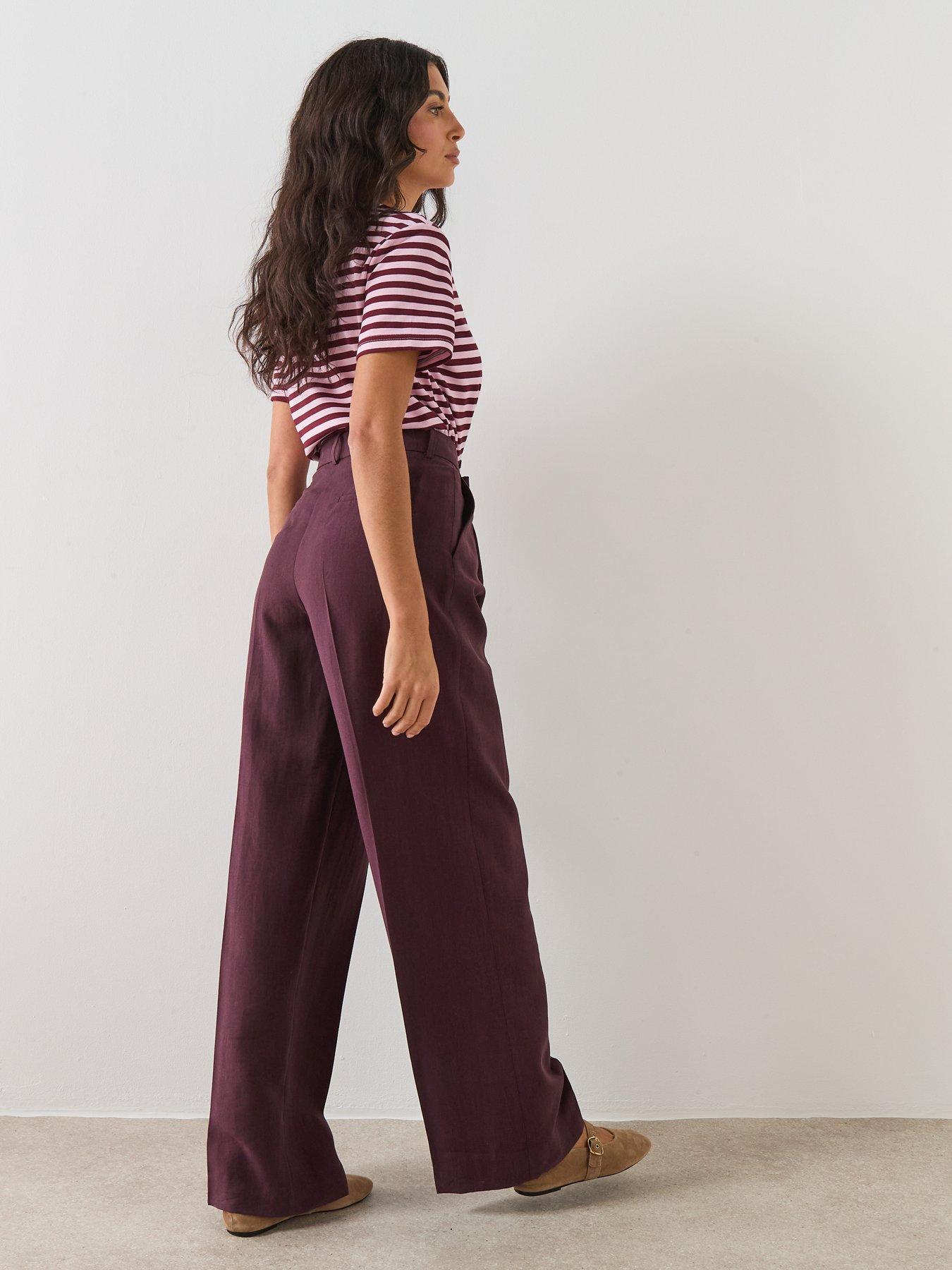 Image 4 of 6 of Mango Wide Leg Trousers - Purple