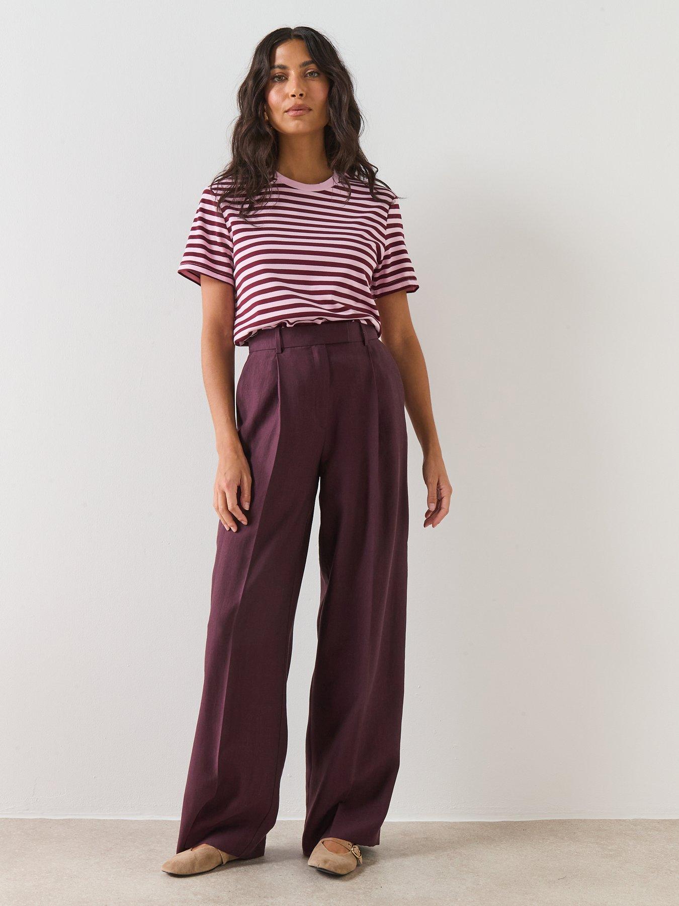 Image 6 of 6 of Mango Wide Leg Trousers - Purple