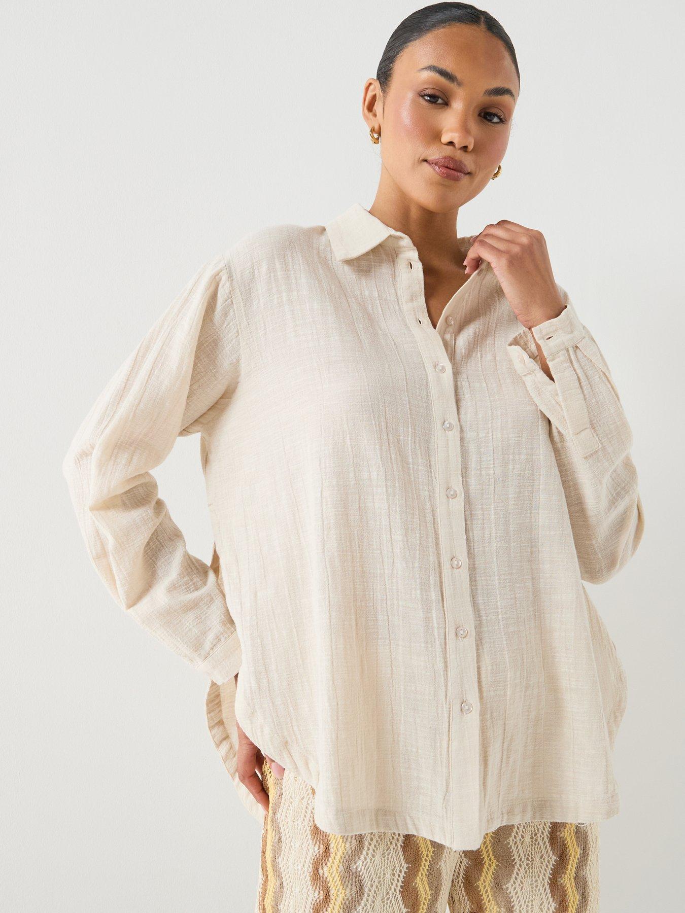 pieces-pcagnes-long-sleeve-oversized-shirt-brownfront