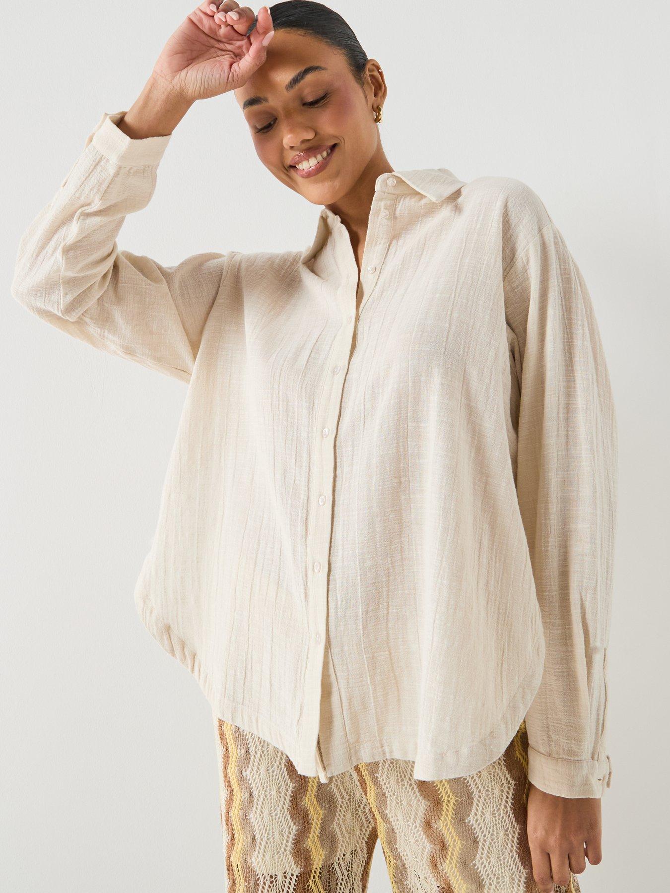 pieces-pcagnes-long-sleeve-oversized-shirt-browndetail