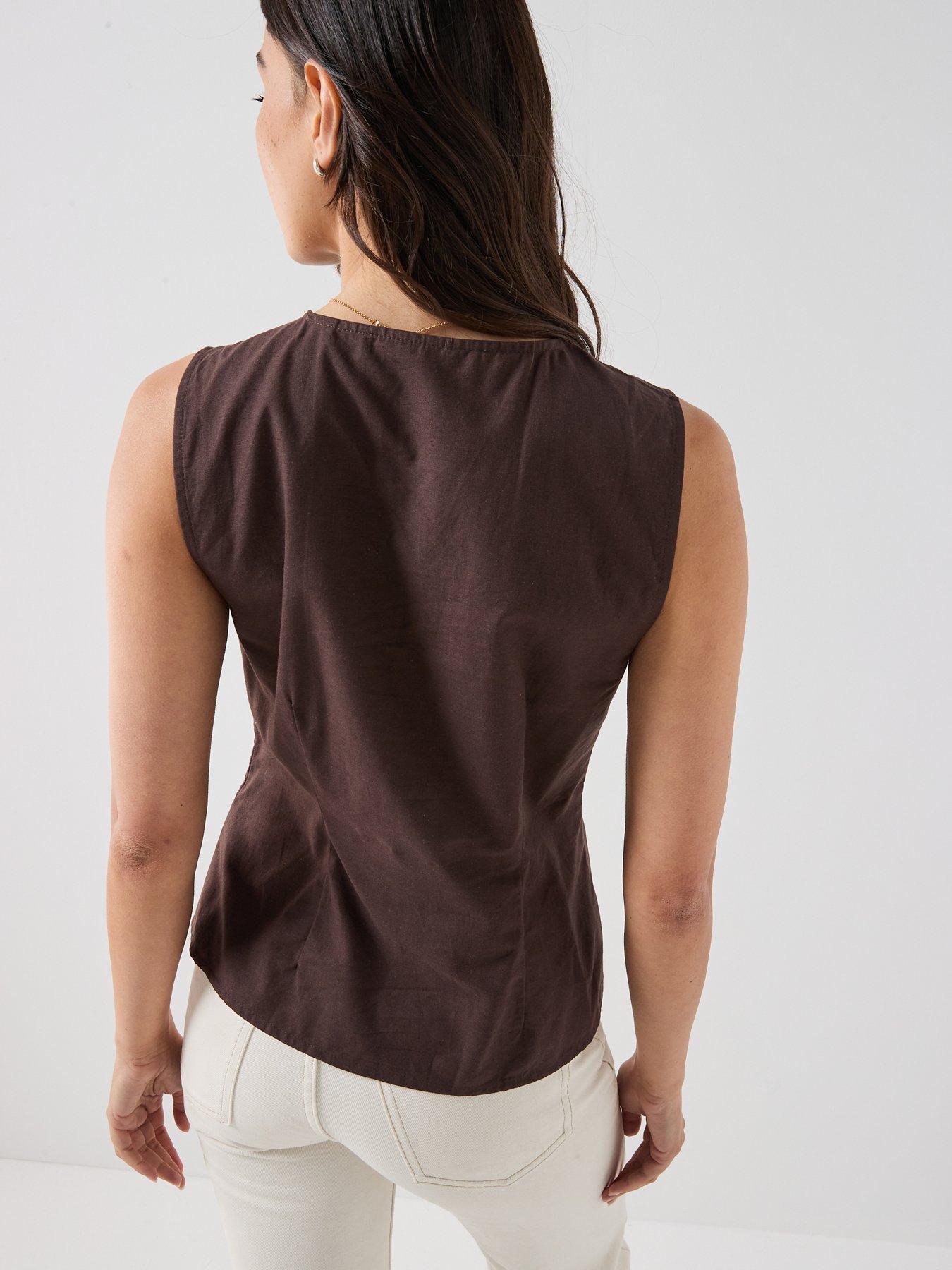 Image 2 of 5 of Vero Moda Vmselma Waistcoat - Brown