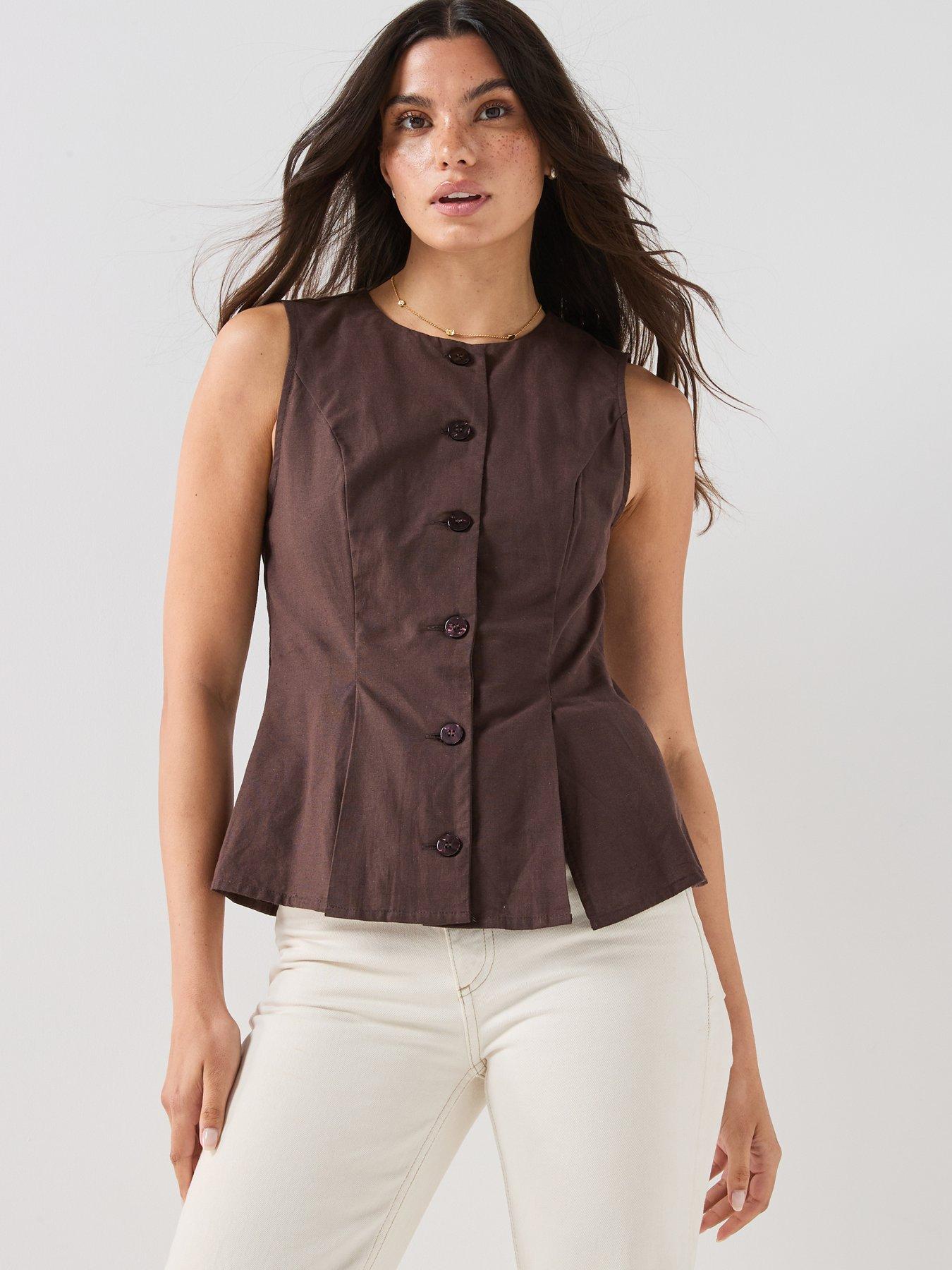 Image 4 of 5 of Vero Moda Vmselma Waistcoat - Brown