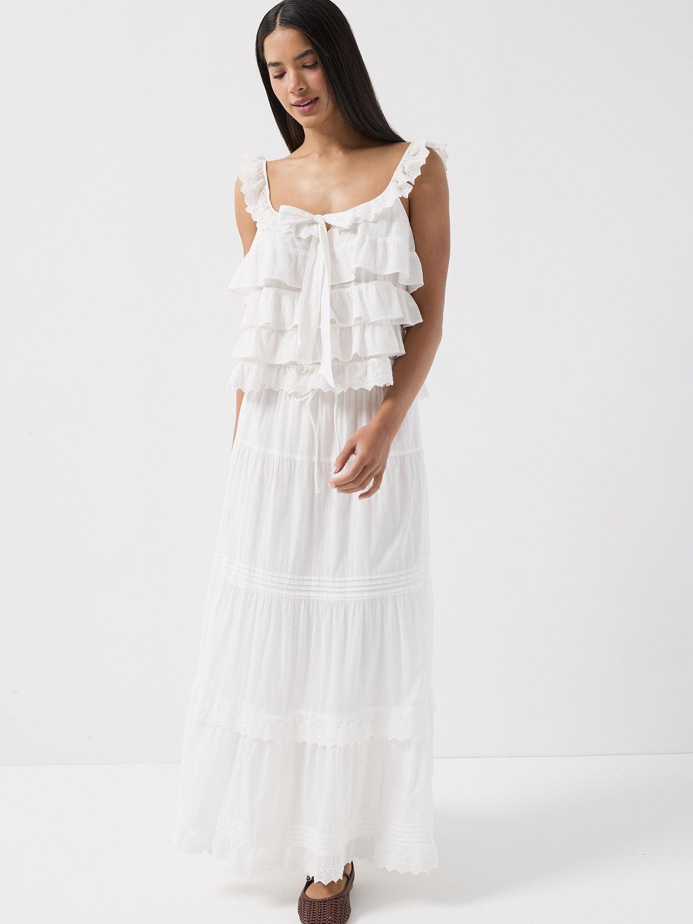 Image 3 of 6 of Vero Moda Frill Front Tie Top - White