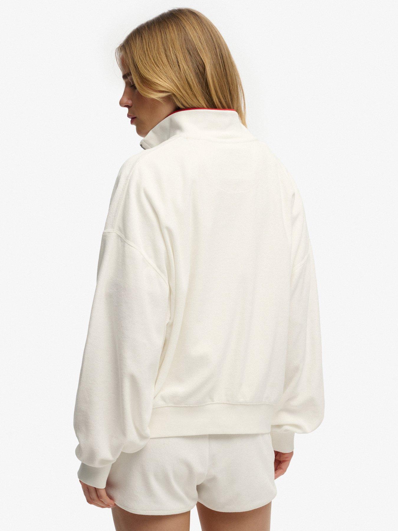 Image 2 of 6 of Superdry Heritage Terry Half Zip Sweatshirt - Cream