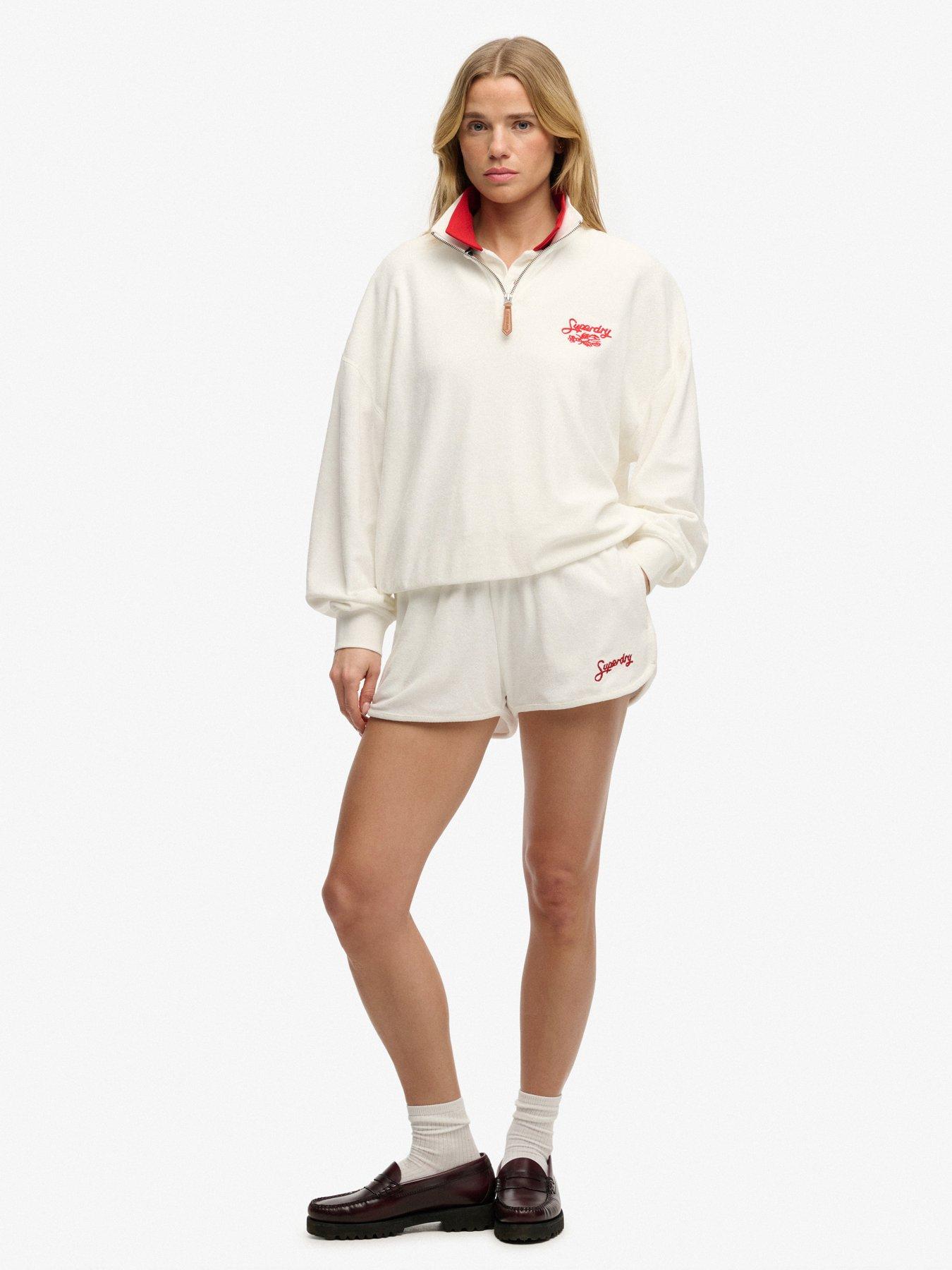 Image 3 of 6 of Superdry Heritage Terry Half Zip Sweatshirt - Cream
