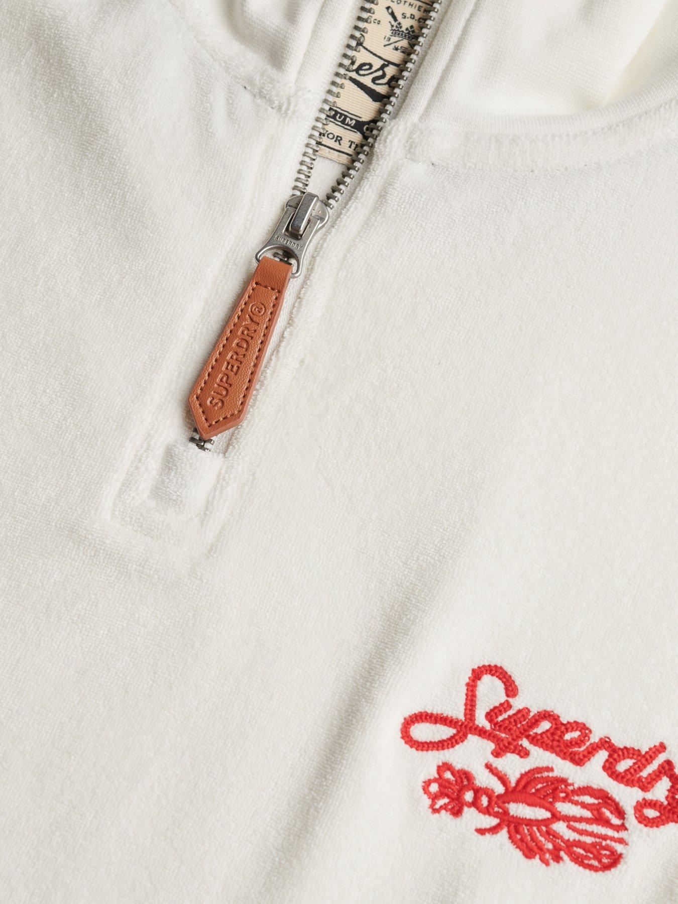 Image 6 of 6 of Superdry Heritage Terry Half Zip Sweatshirt - Cream