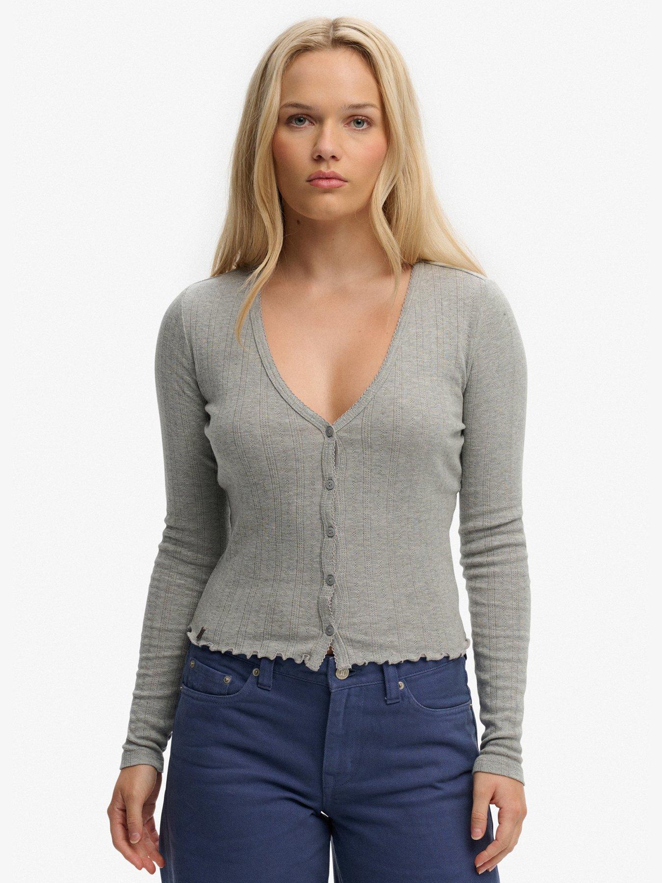 superdry-athletic-essential-pointelle-cardigan-greyfront