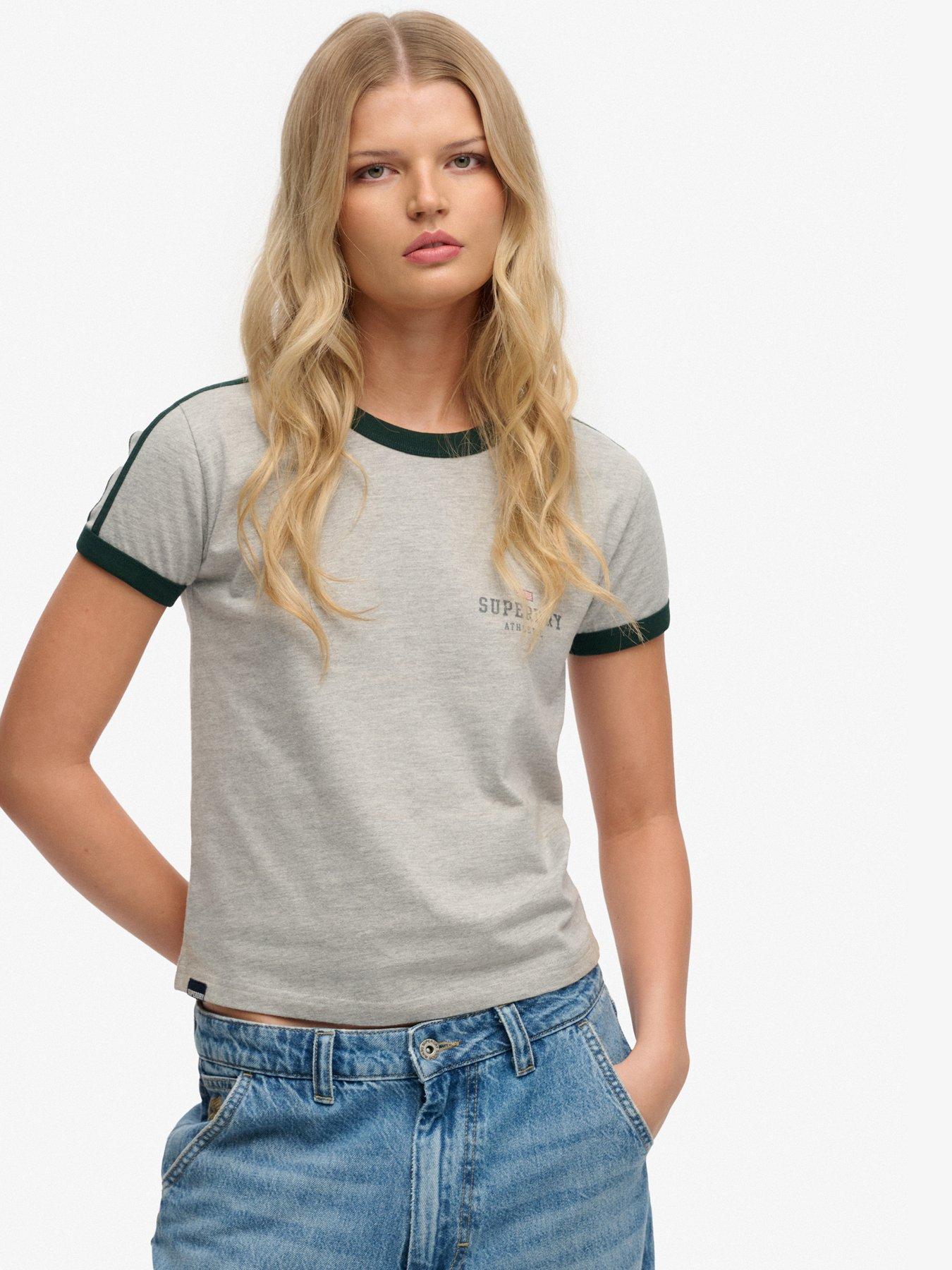 Superdry Athletic Essentials Graphic Ringer T-Shirt - Grey