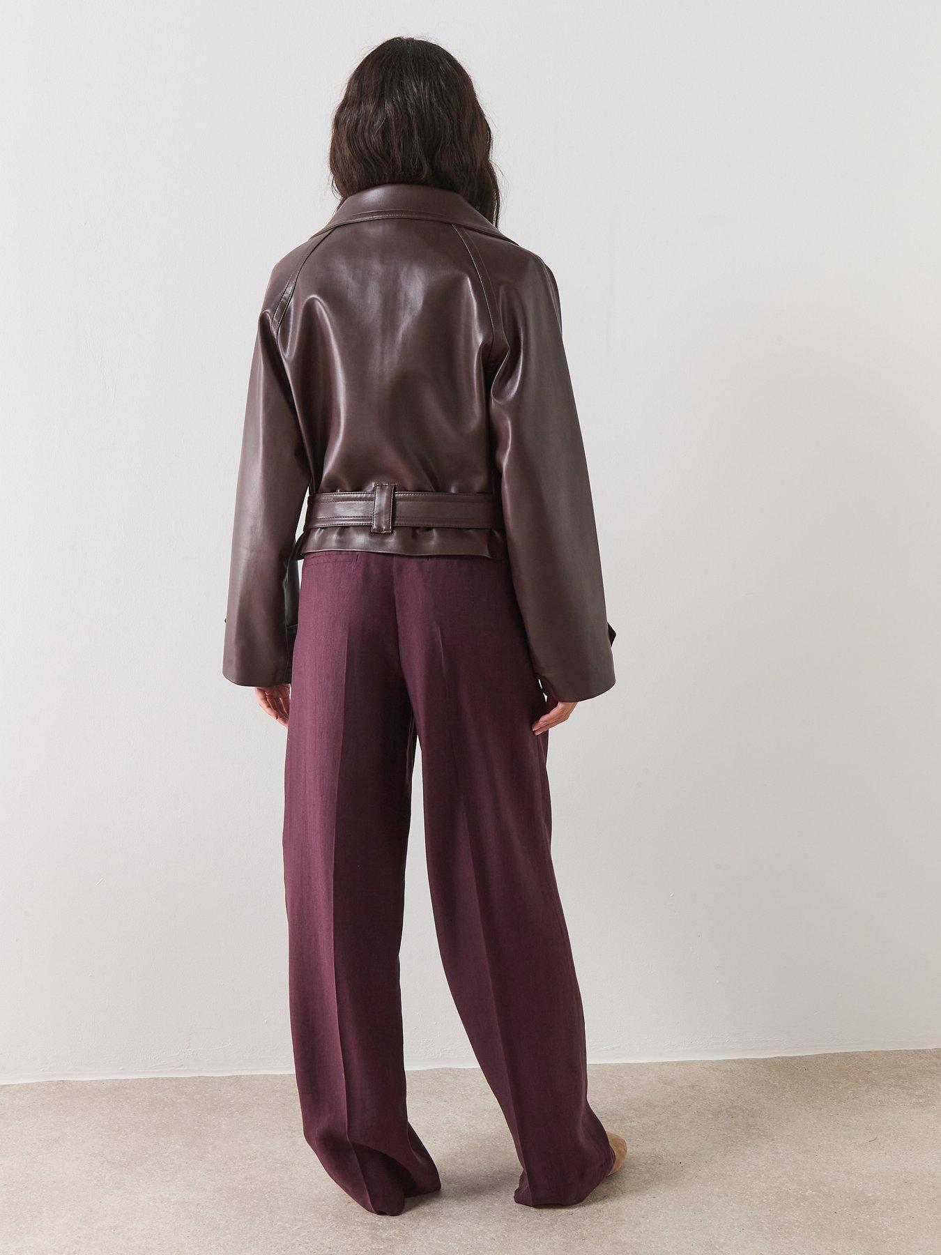 Image 2 of 6 of Mango Faux-leather Jacket With Maxi Lapels - Red