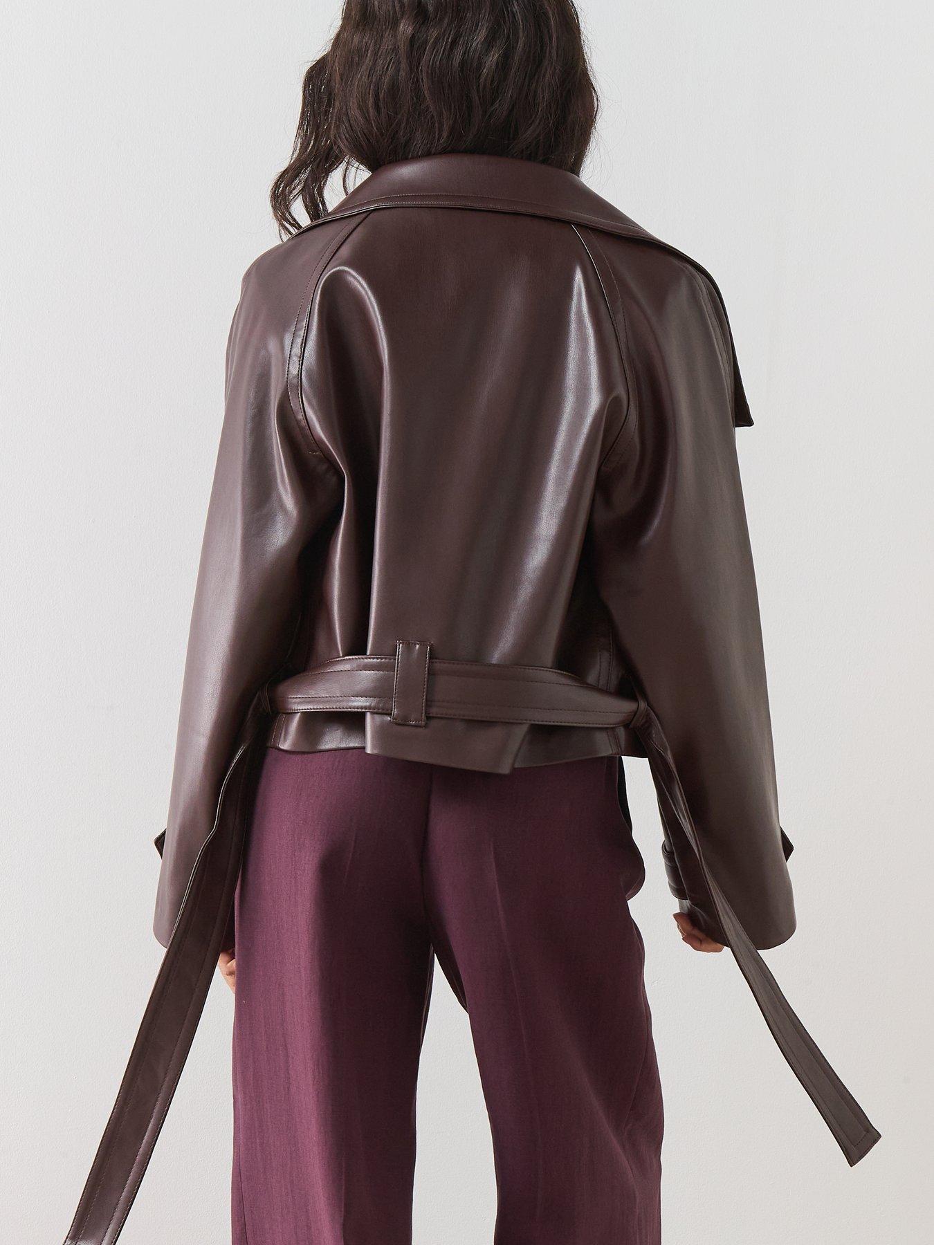 Image 6 of 6 of Mango Faux-leather Jacket With Maxi Lapels - Red